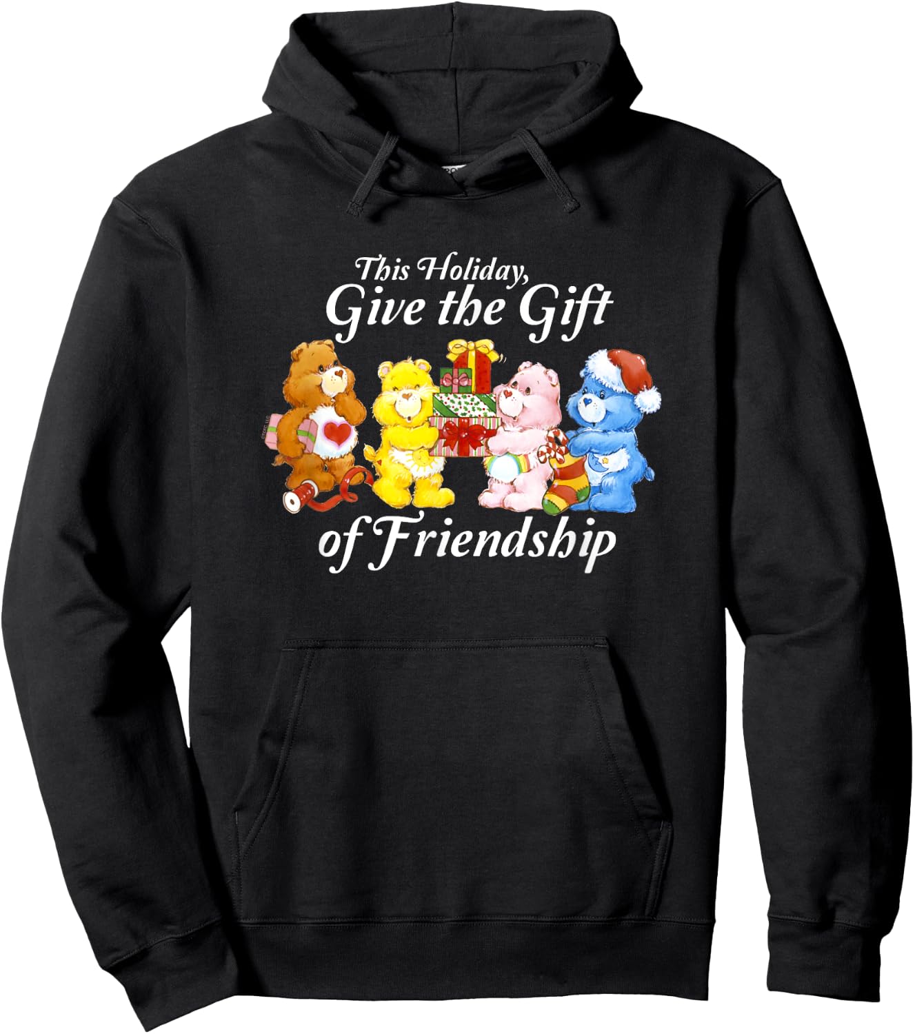 Care Bears Give the Gift of Friendship Christmas Cartoon Hoodie - Hoodie | Black