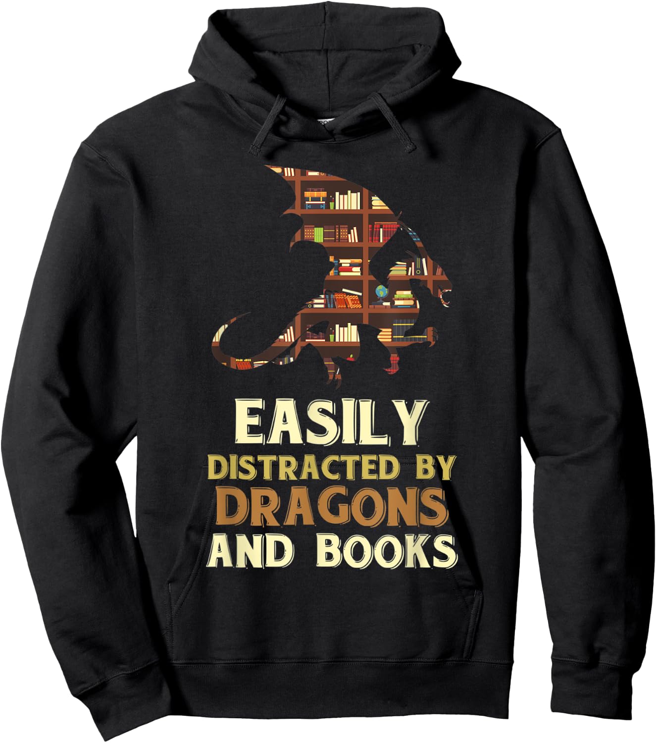 Easily Distracted By Dragons And Books Dragon Hoodie - Hoodie | Black