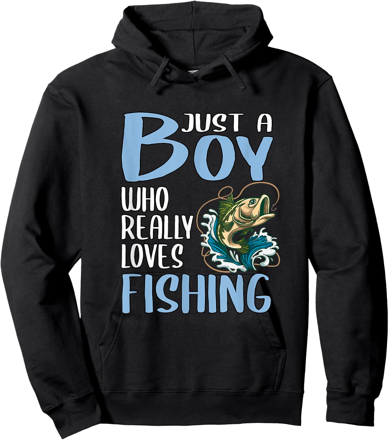 Fishing Gift Just A Boy Who Really Loves Fishing Hoodie - Hoodie | Black