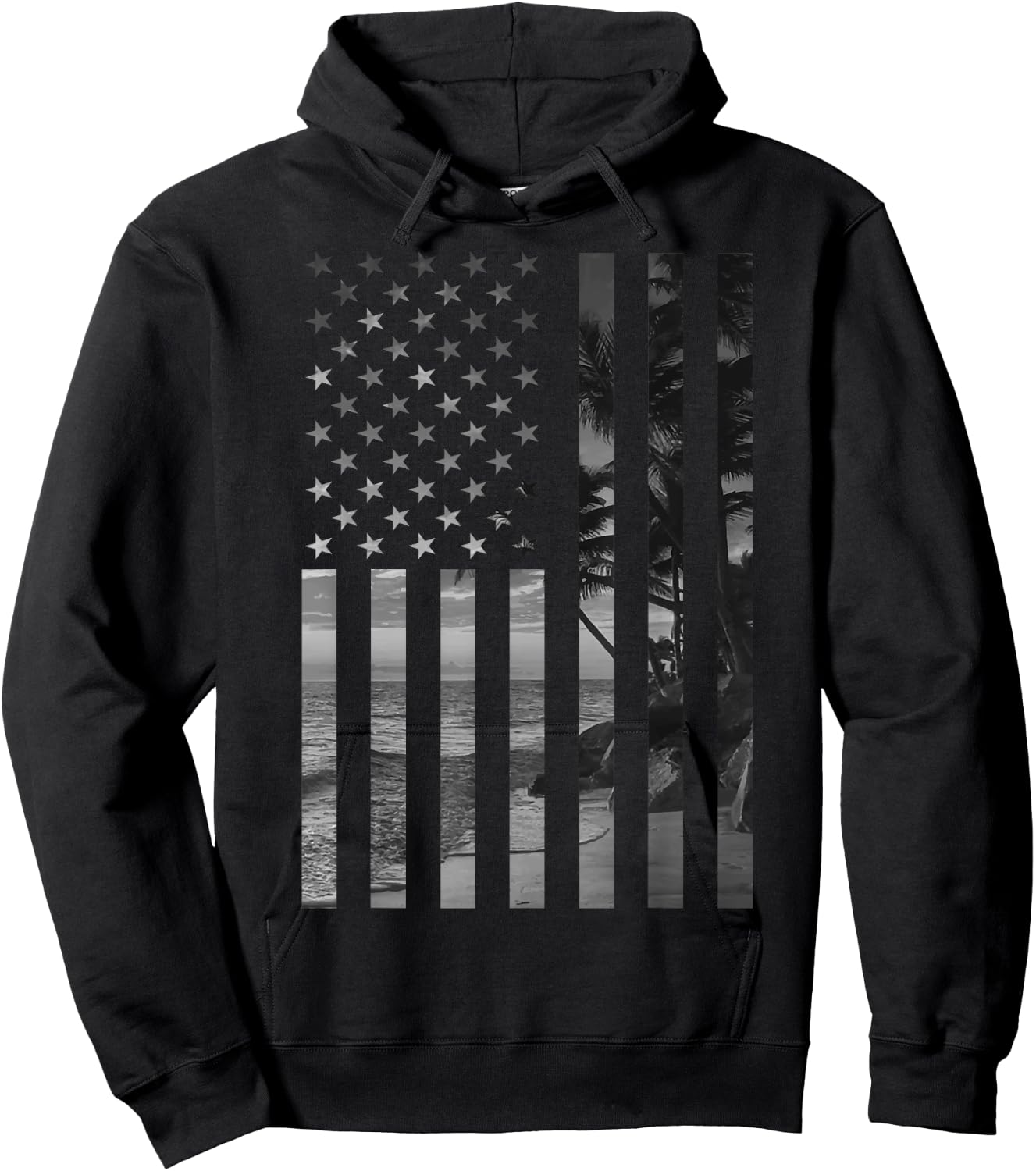 Funny American Flag Hawaiian Gift Men Women Cool Hawaii Trip Hoodie - Hoodie | Black