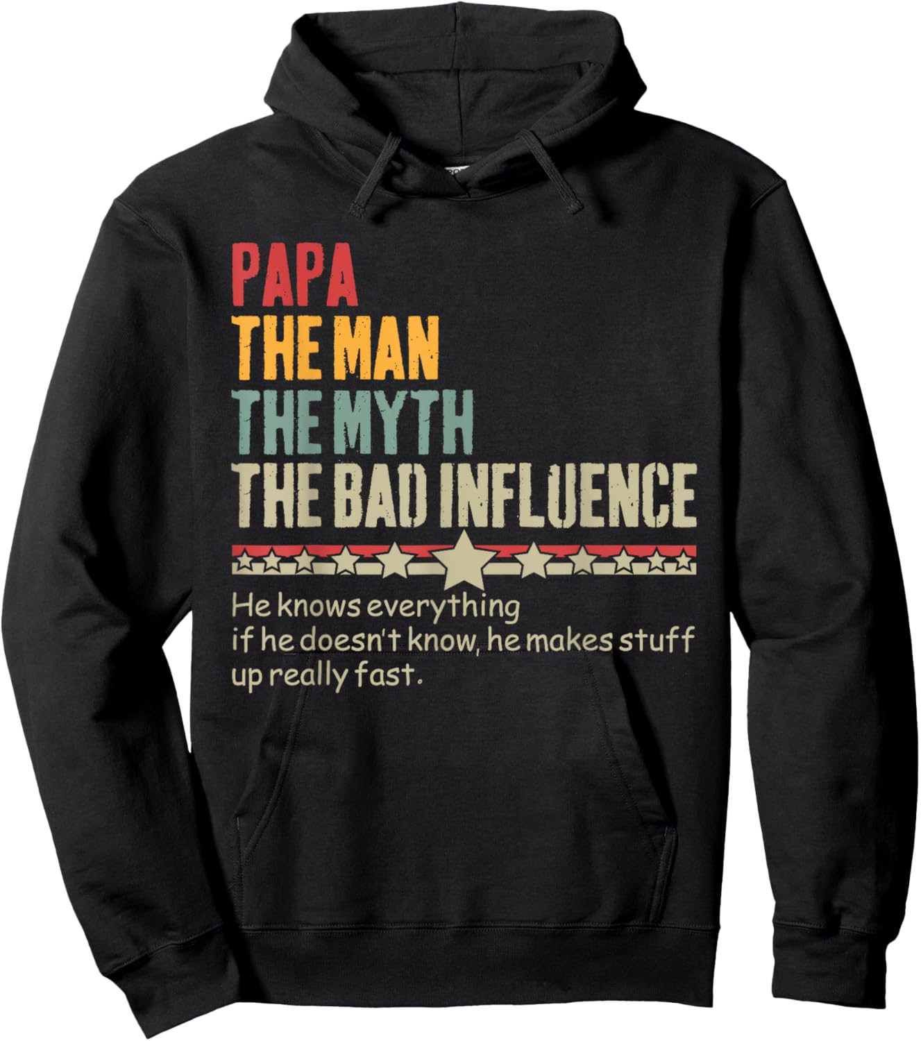 Papa The Man The Myth The Bad Influence Vintage Father's Day Hoodie - Hoodie | Black