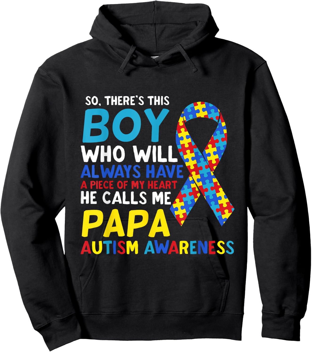 There's This Boy He Calls Me Papa Father Autism Awareness Hoodie - Hoodie | Black