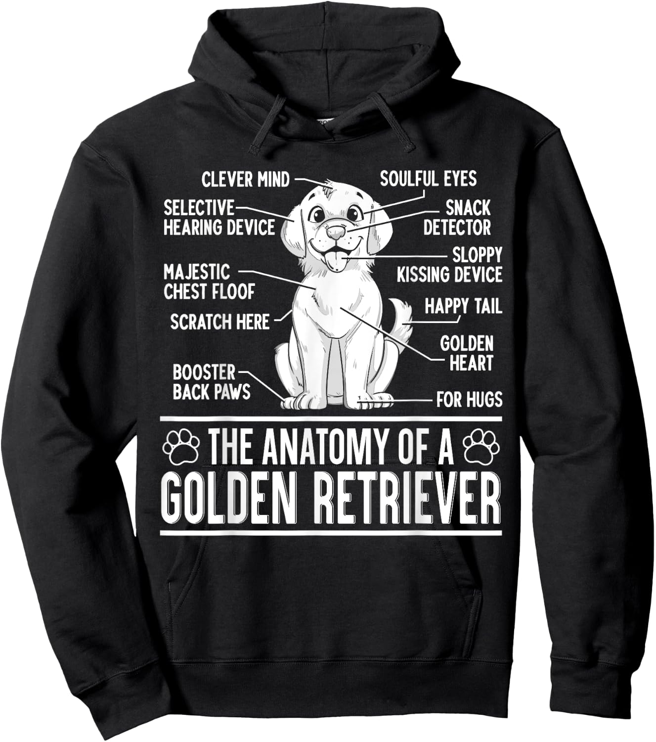 The Anatomy Of A Golden Retriever Funny Dog Lover Puppy Men Women Kids Hoodie - Hoodie | Black