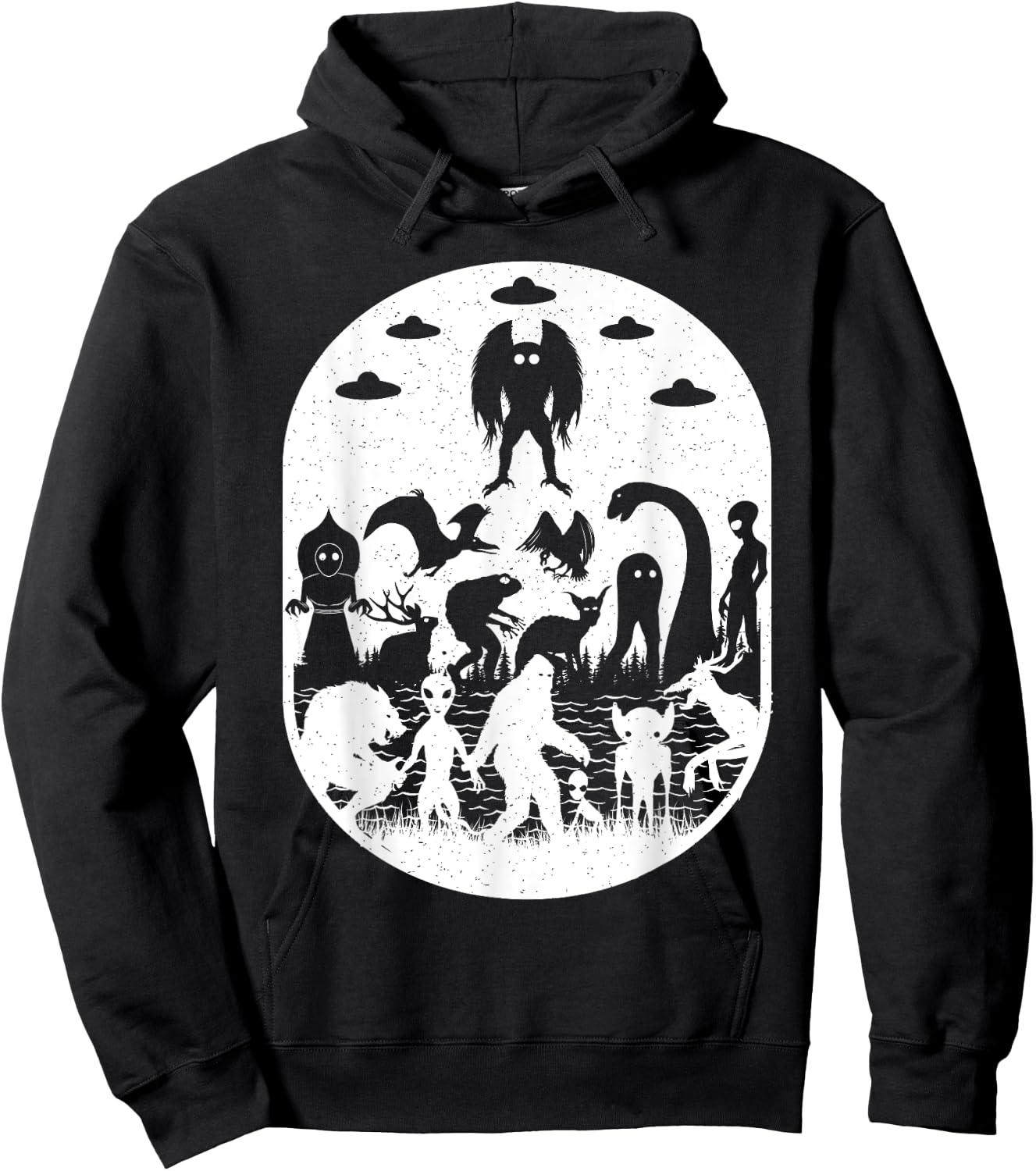 Bigfoot Mothman Dogman Aliens And Other Monsters! Cryptid Hoodie - Hoodie | Black