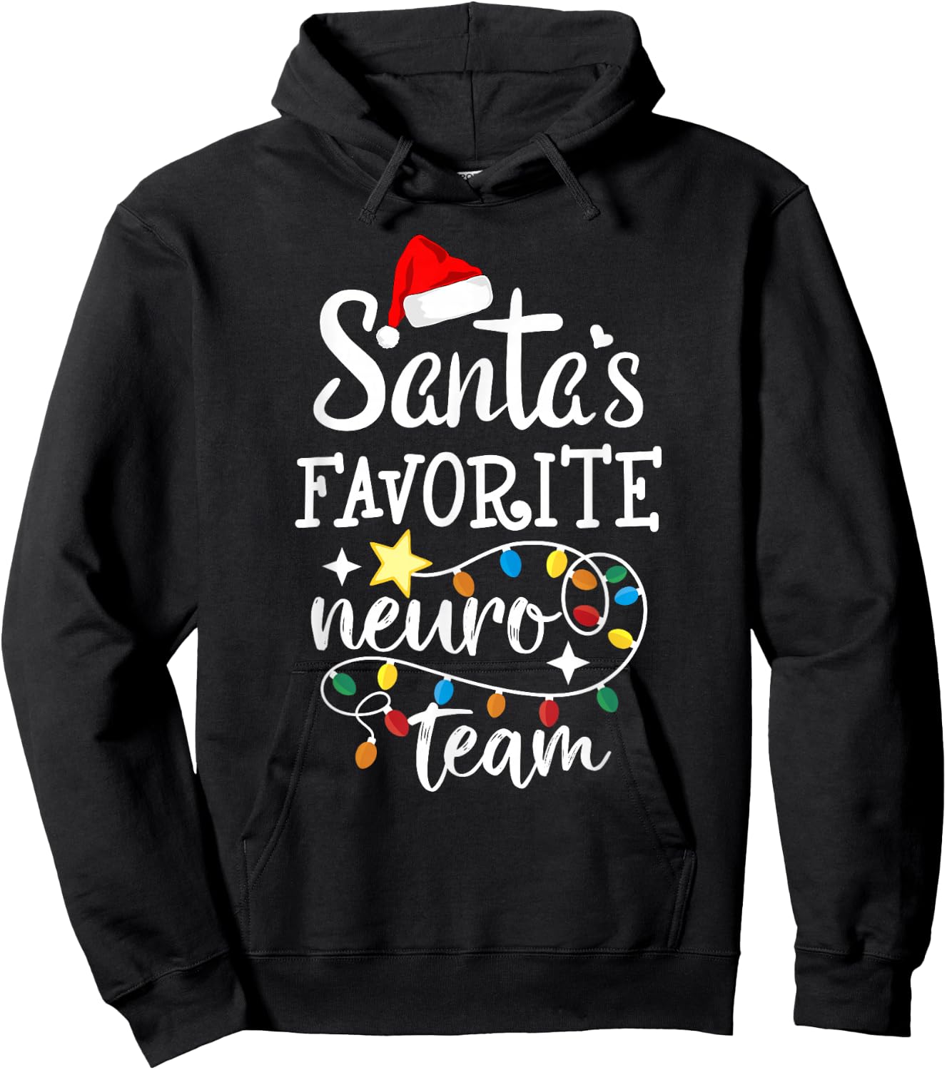 Santa's Favorite Neuro Team Christmas Neurology Nurse Crew Hoodie - Hoodie | Black