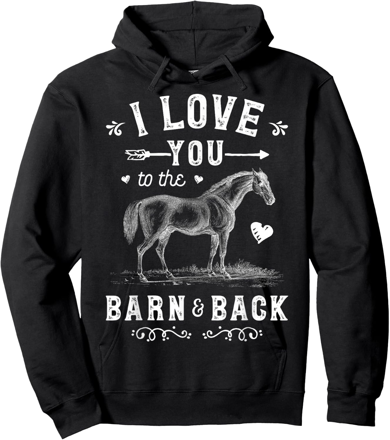 Horse I Love You To The Barn And Back Girls Horseback Riding Hoodie - Hoodie | Black