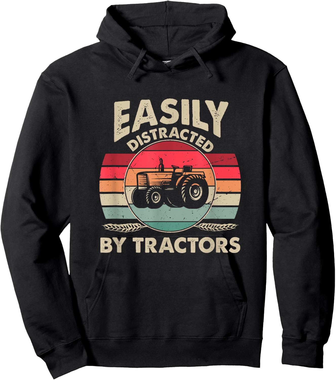 Easily Distracted By Tractors Funny Farming Quote Hoodie - Hoodie | Black