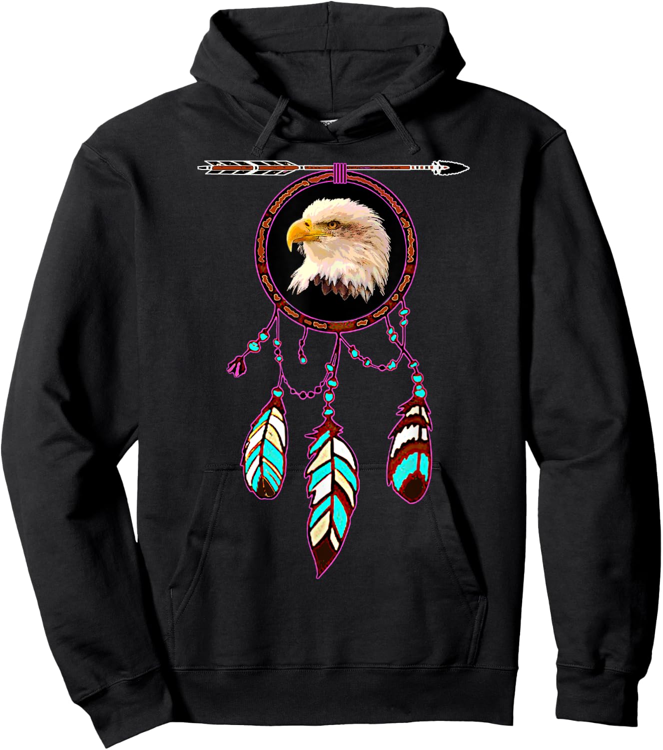 Native American Tribal Dream Catcher Eagle Spirit Animal Hoodie - Hoodie | Black