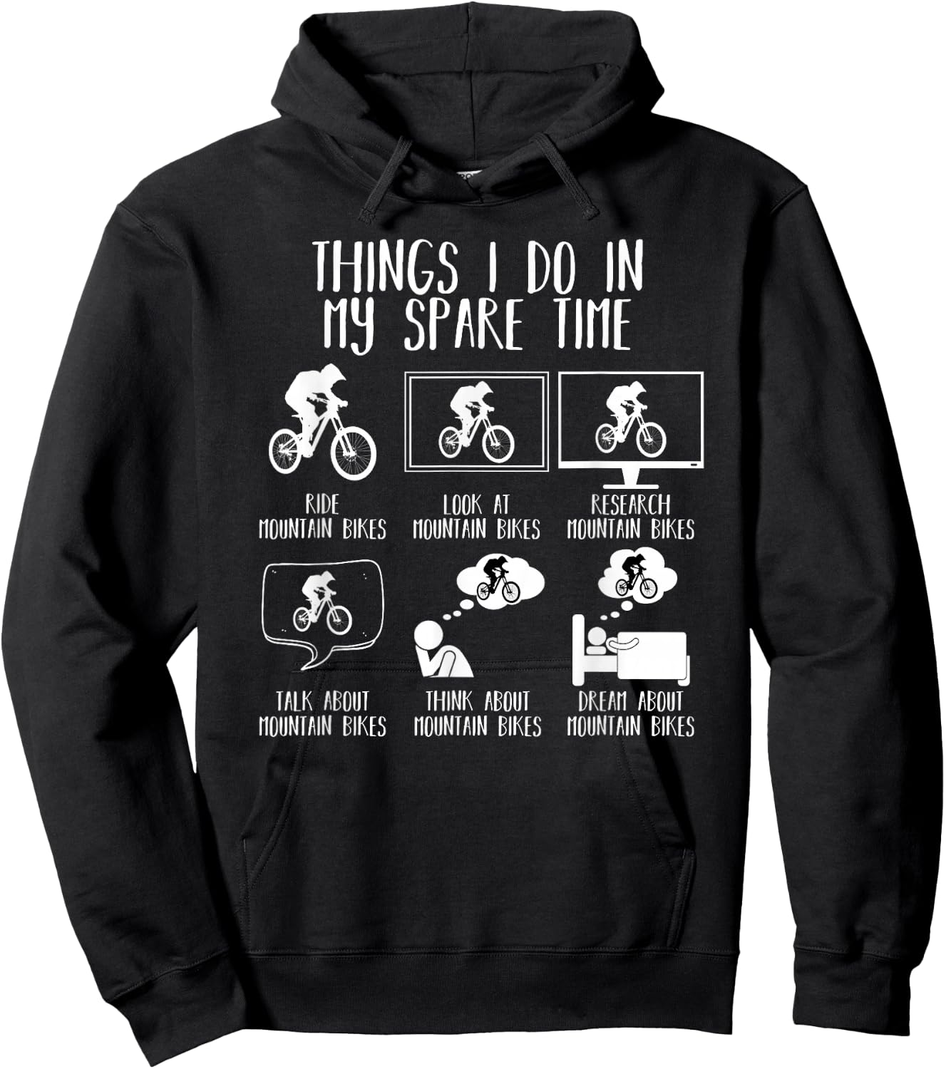 Things I Do In My Spare Time Funny Mountain Bike MTB Bicycle Hoodie - Hoodie | Black