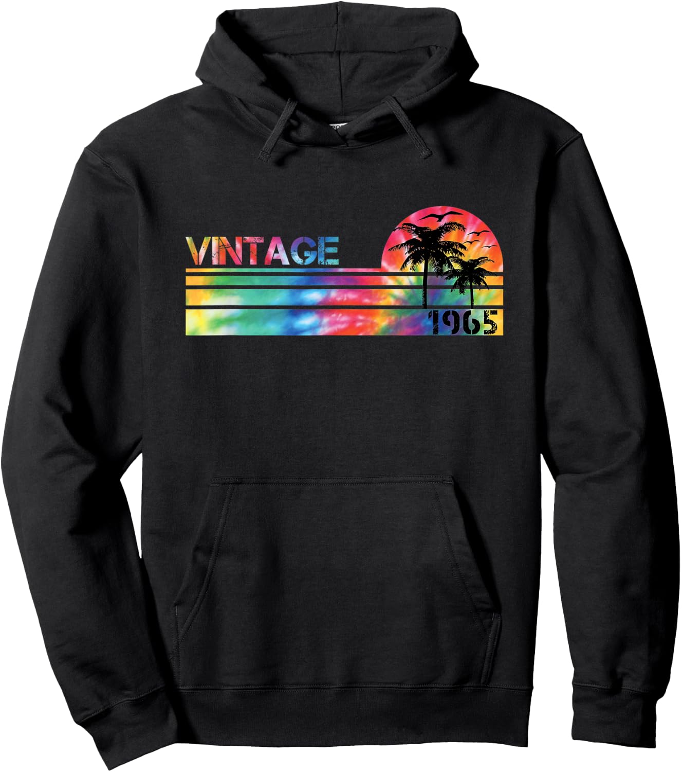 Vintage 1965 Tie Dye Vintage Birthday People Born in 1965 Hoodie - Hoodie | Black
