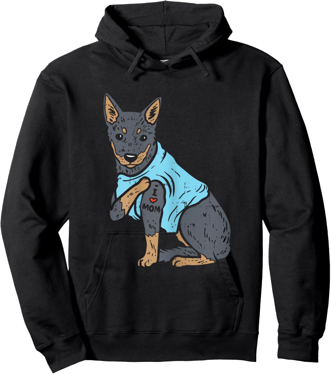 Heeler I Love Mom Animal Pet Red Blue Cattle Dog Women Gift Hoodie - Hoodie | Black