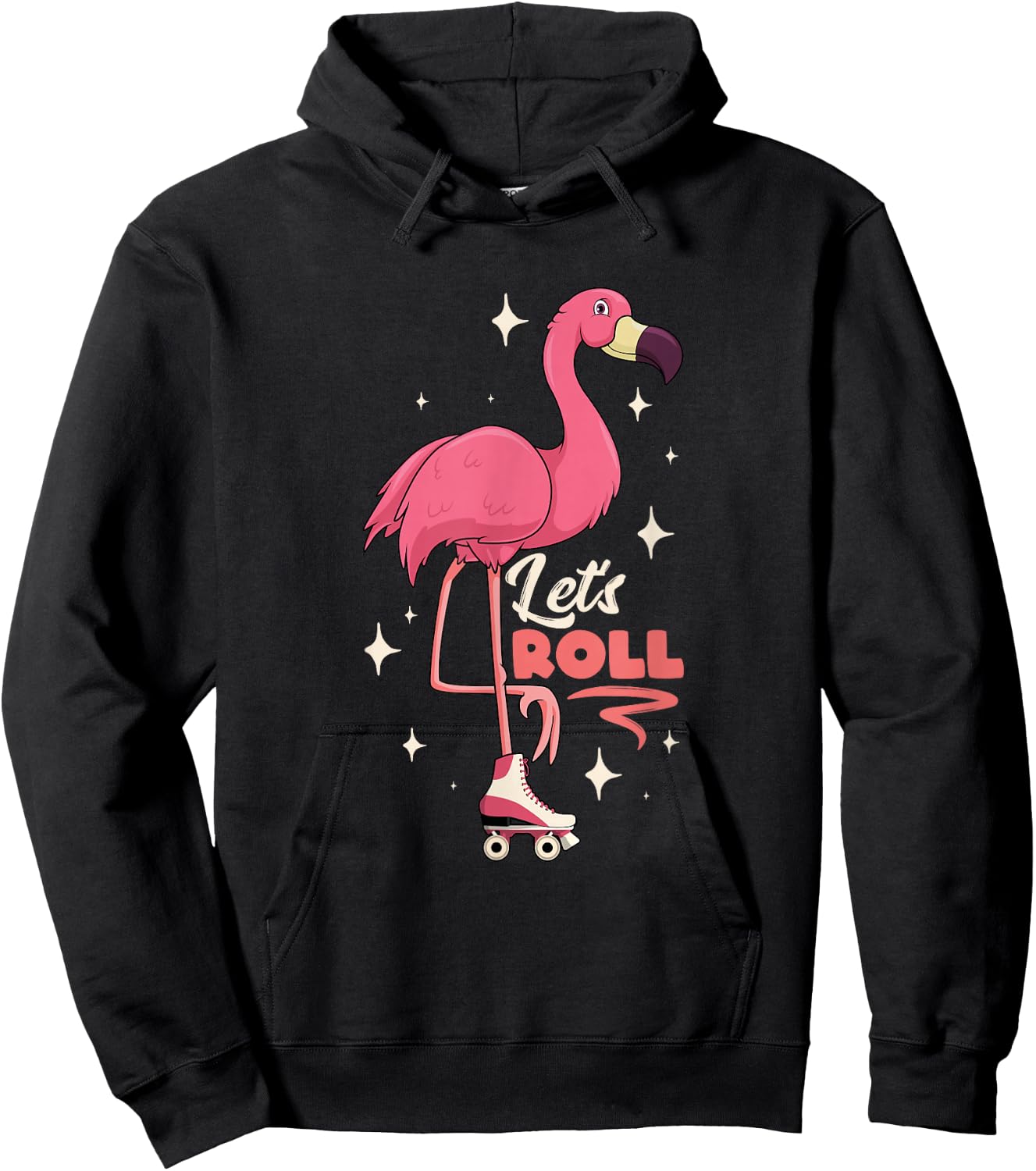 Roller Skating Dance Flamingo Let's Roll Quad Skater Hoodie - Hoodie | Black