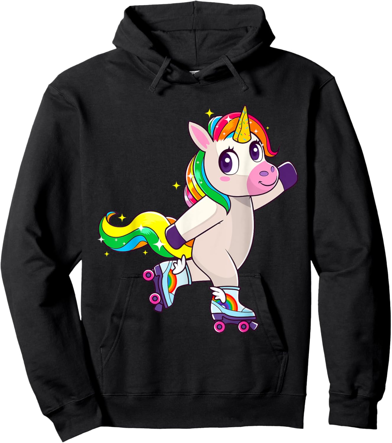 Birthday Roller Girl Funny Retro Rolling Skates Women Kids Hoodie - Hoodie | Black