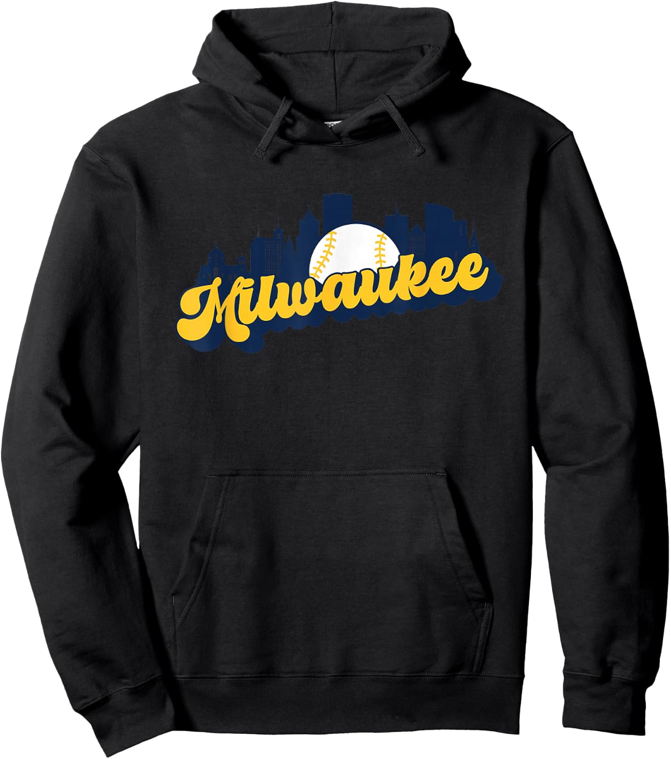 Milwaukee Baseball Vintage City Skyline Retro Baseball Lover Hoodie - Hoodie | Black