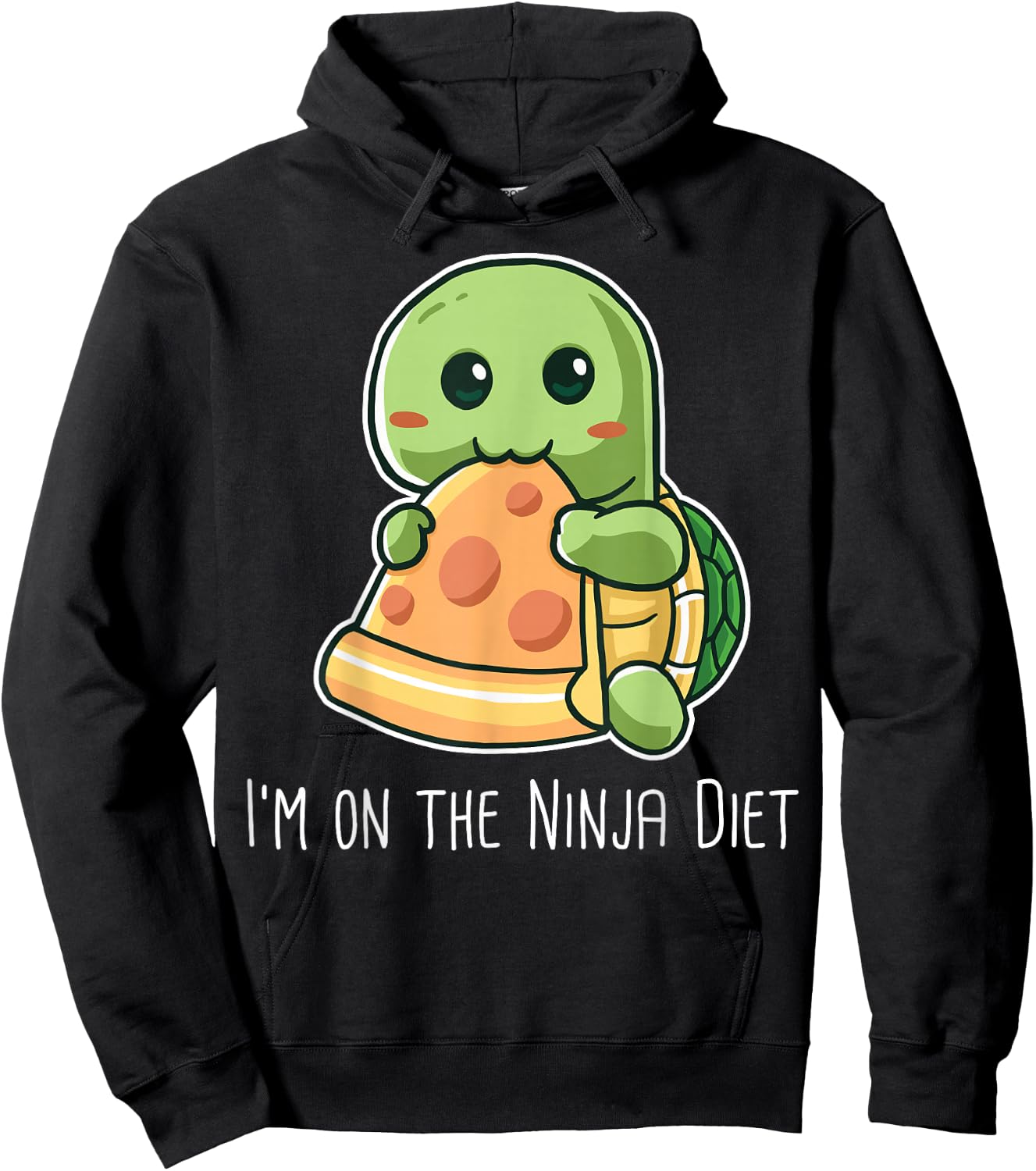 I'm On The Ninja Diet Funny Turtle Eating Pizza Nerd Geek Hoodie - Hoodie | Black