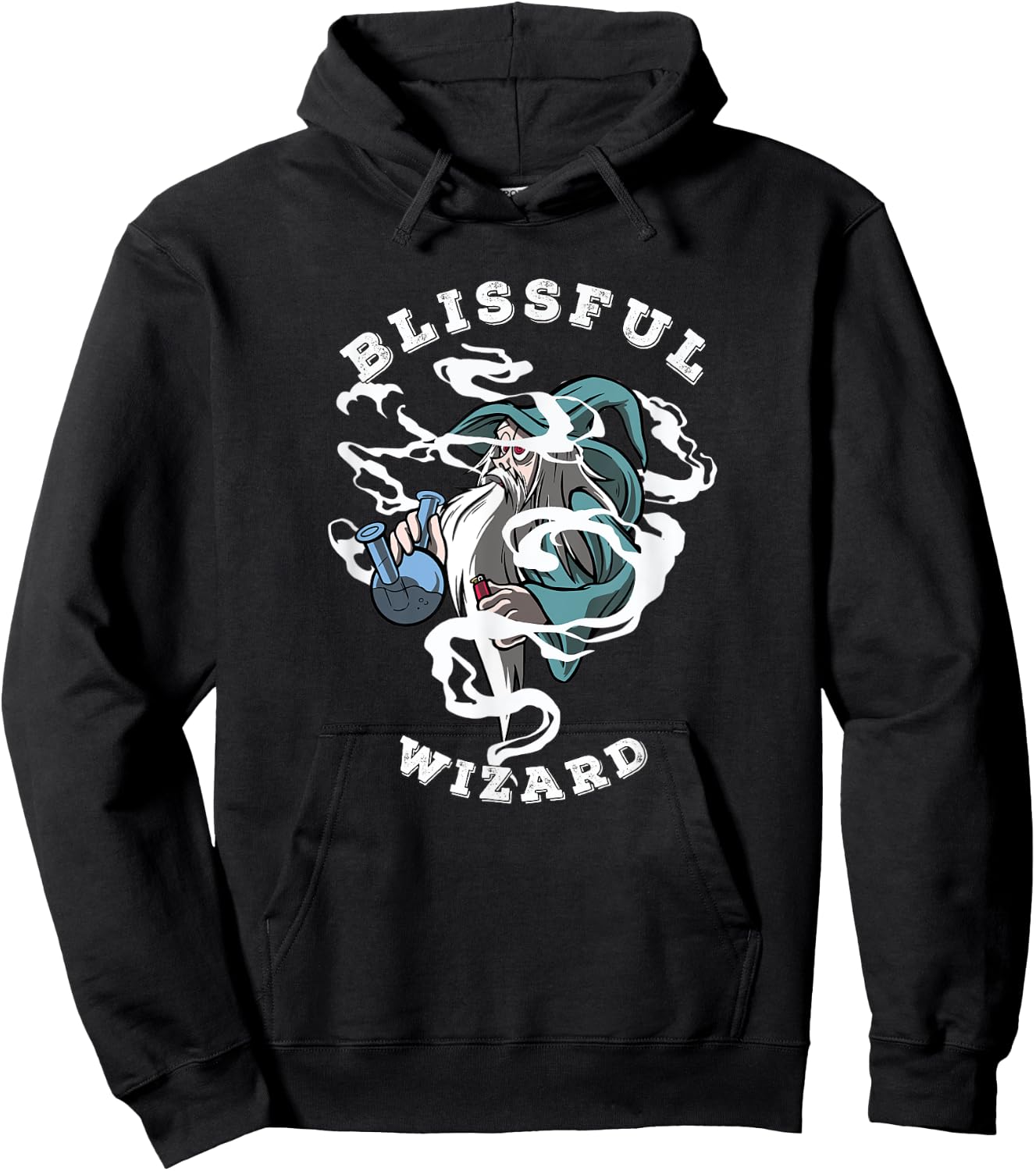 Blissful Wizard Cannabis Weed Marijuana Anime Character Hoodie - Hoodie | Black