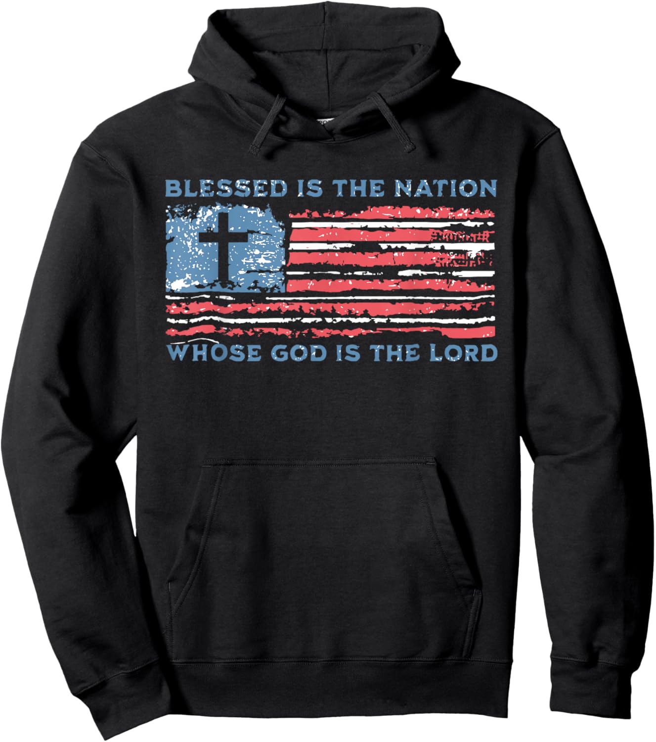 Retro Blessed Is The Nation Whose God Is The Lord Religious Hoodie - Hoodie | Black