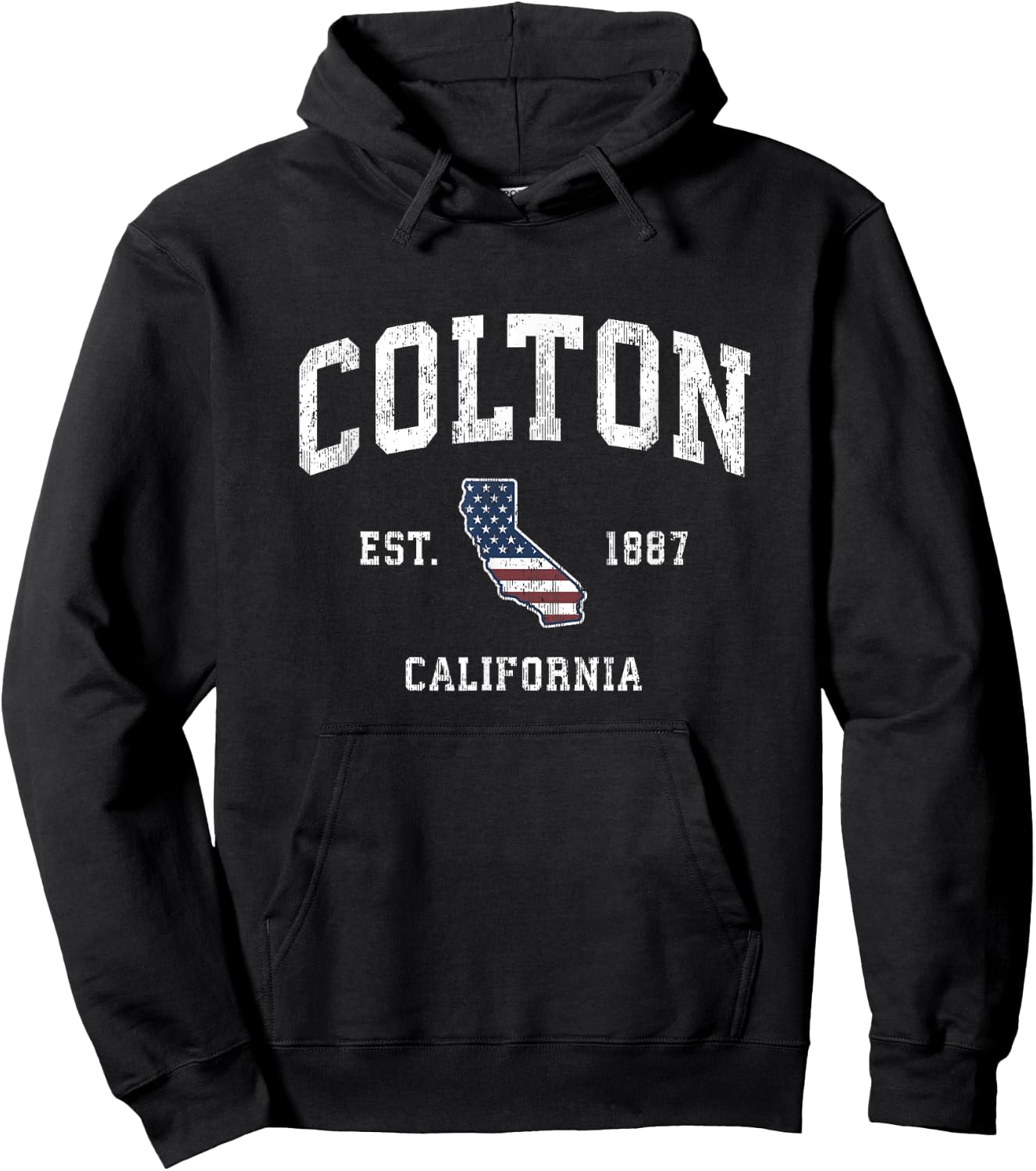 Colton California CA Vintage American Flag Sports Design Hoodie - Hoodie | Black