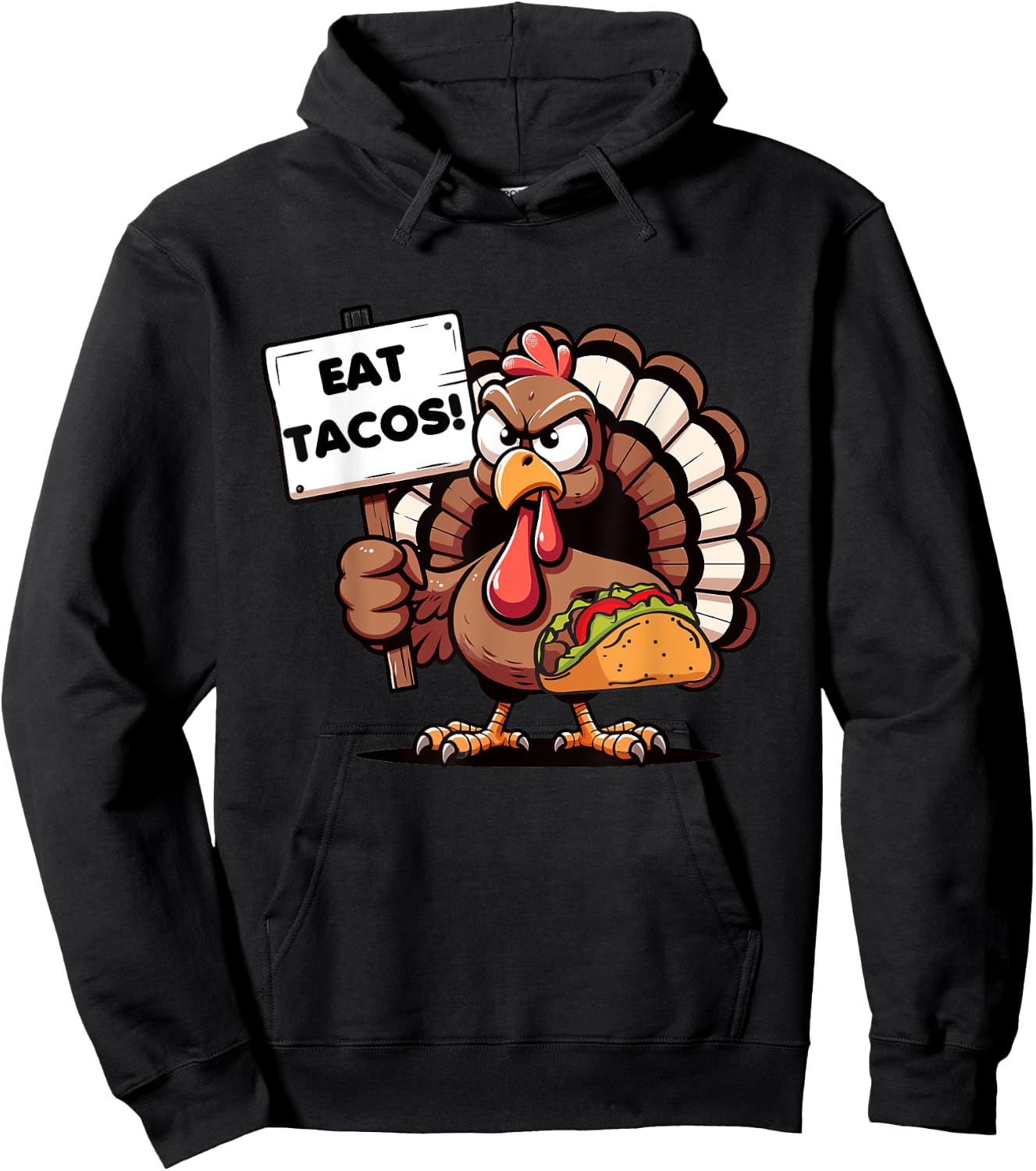 Thanksgiving Turkey Eat Tacos Mexican Thanksgiving Fun Hoodie - Hoodie | Black