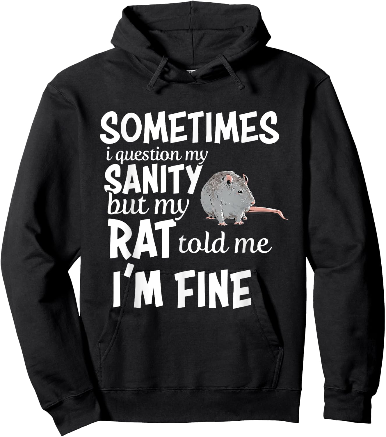Funny Rat Lover Sanity Quote Rat Mom Dad Pet Owner Hoodie - Hoodie | Black