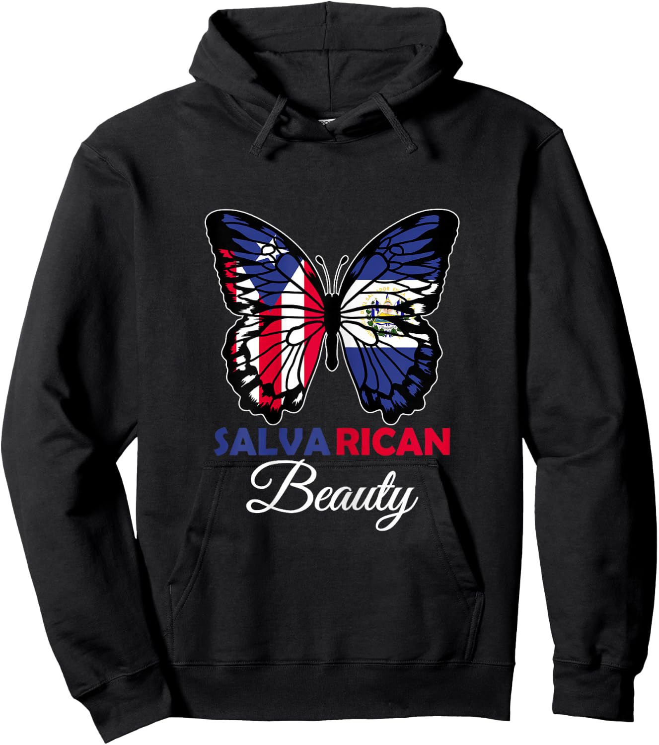 Salvarican Beauty Butterfly Heritage Salvador Puerto Rico Hoodie - Hoodie | Black