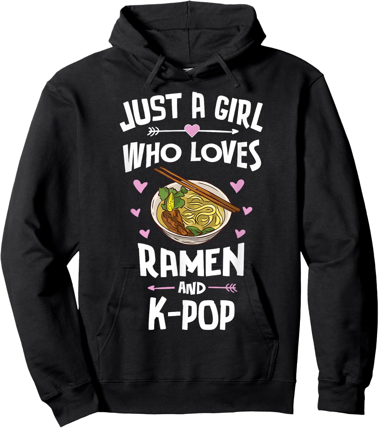 Ramen and K-Pop Graphic for Teen Girls Small Hoodie - Hoodie | Black