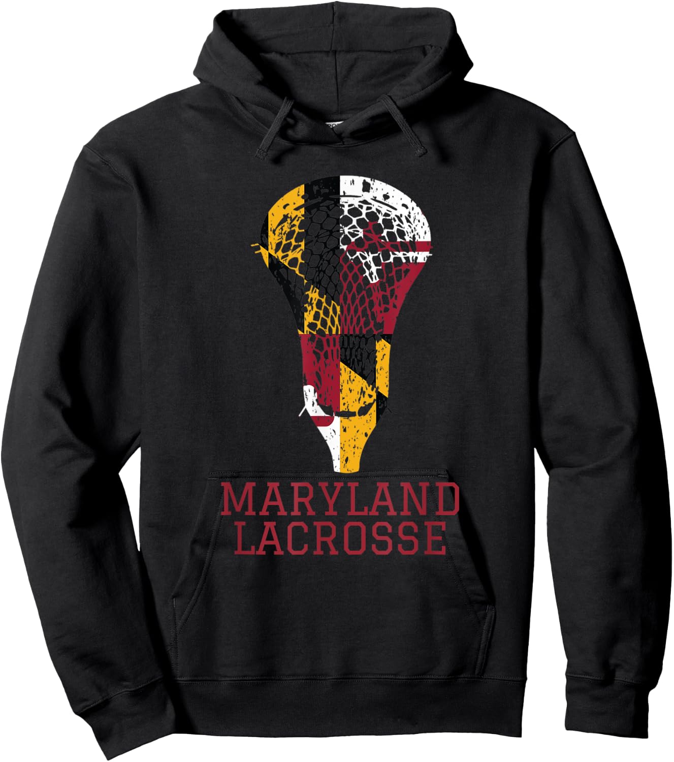 State of Maryland Flag Lacrosse Team Player Lax Coach Gift Hoodie - Hoodie | Black
