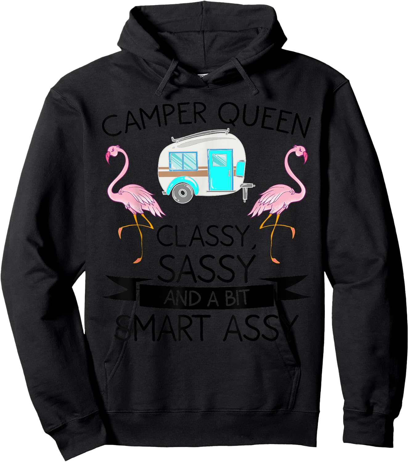 Funny Camper Queen Sassy Gift RV Camping Lovers Hoodie - Hoodie | Black