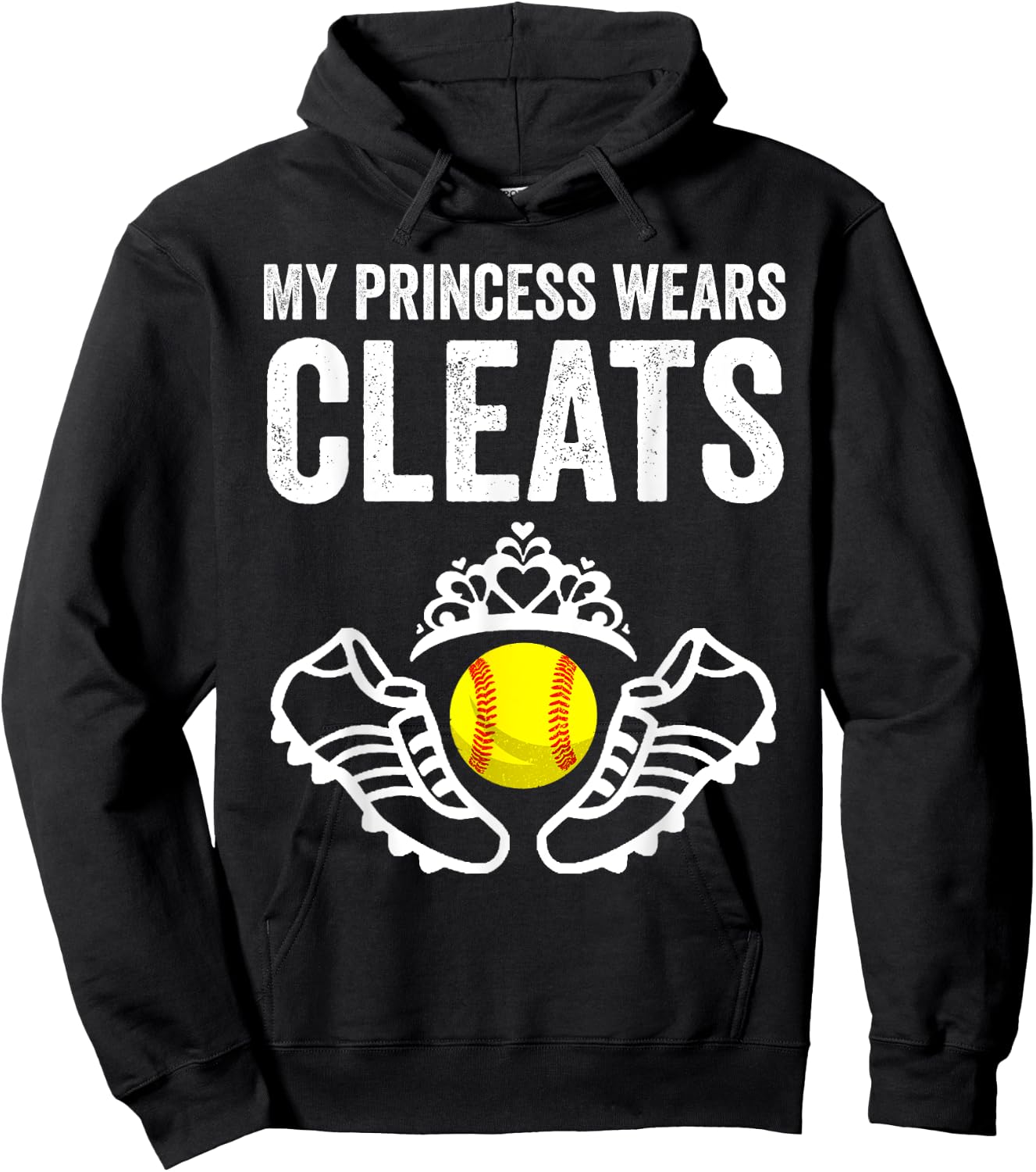 Funny My Princess Wears Cleats Gift Softball Moms Dads Hoodie - Hoodie | Black