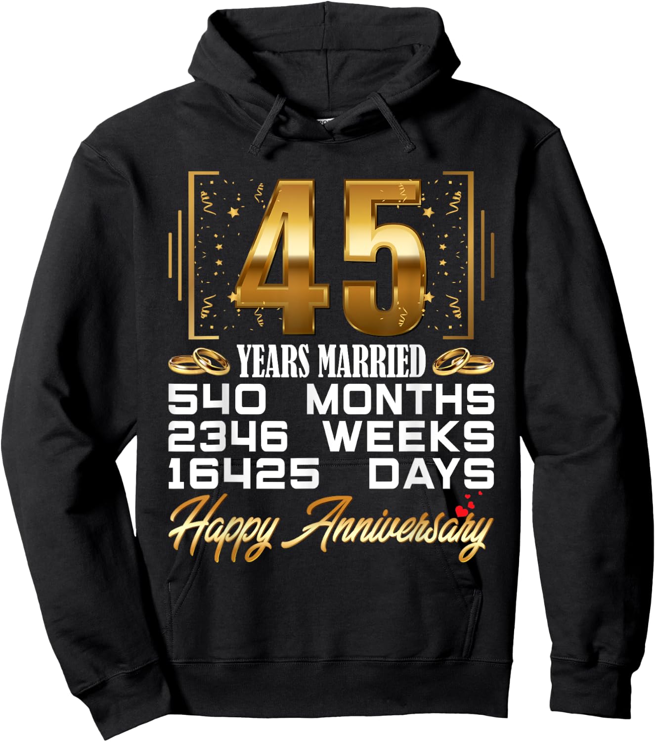 45 Years Married - Funny 45th Wedding Anniversary Hoodie - Hoodie | Black