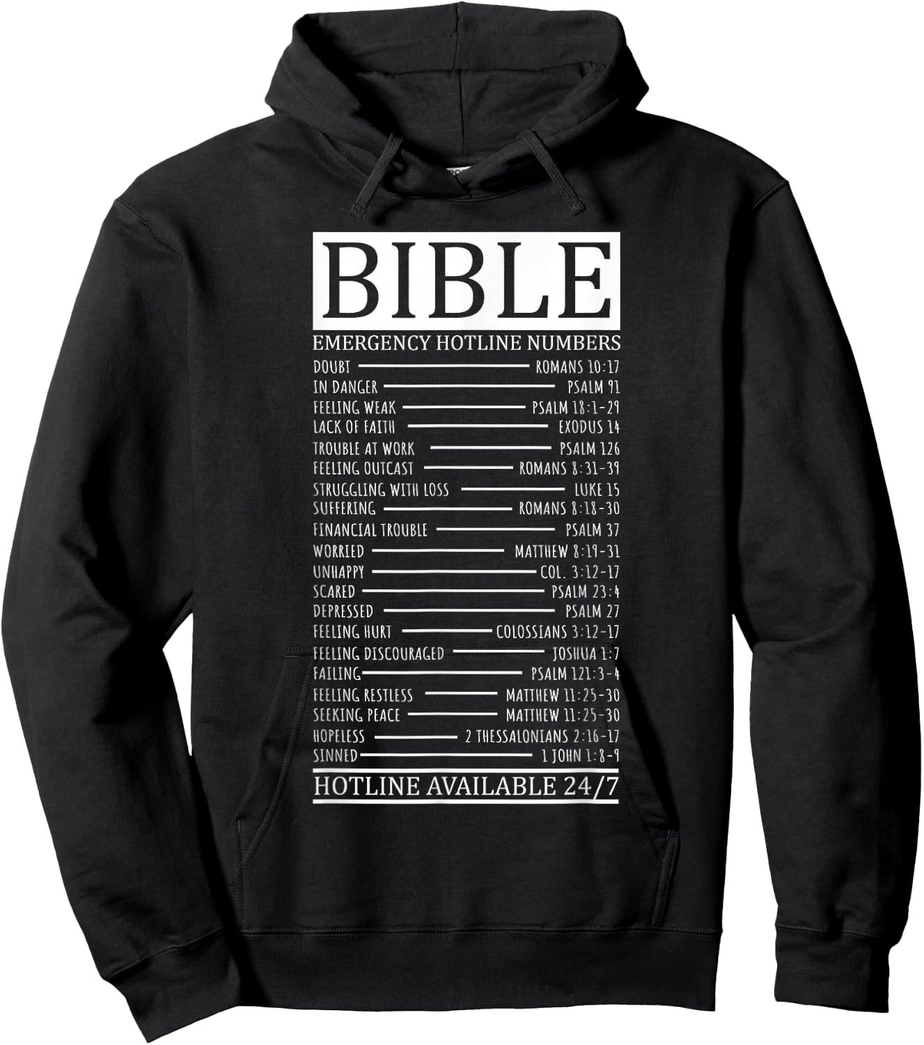 Bible Emergency Hotline Numbers | Christian Hoodie - Hoodie | Black