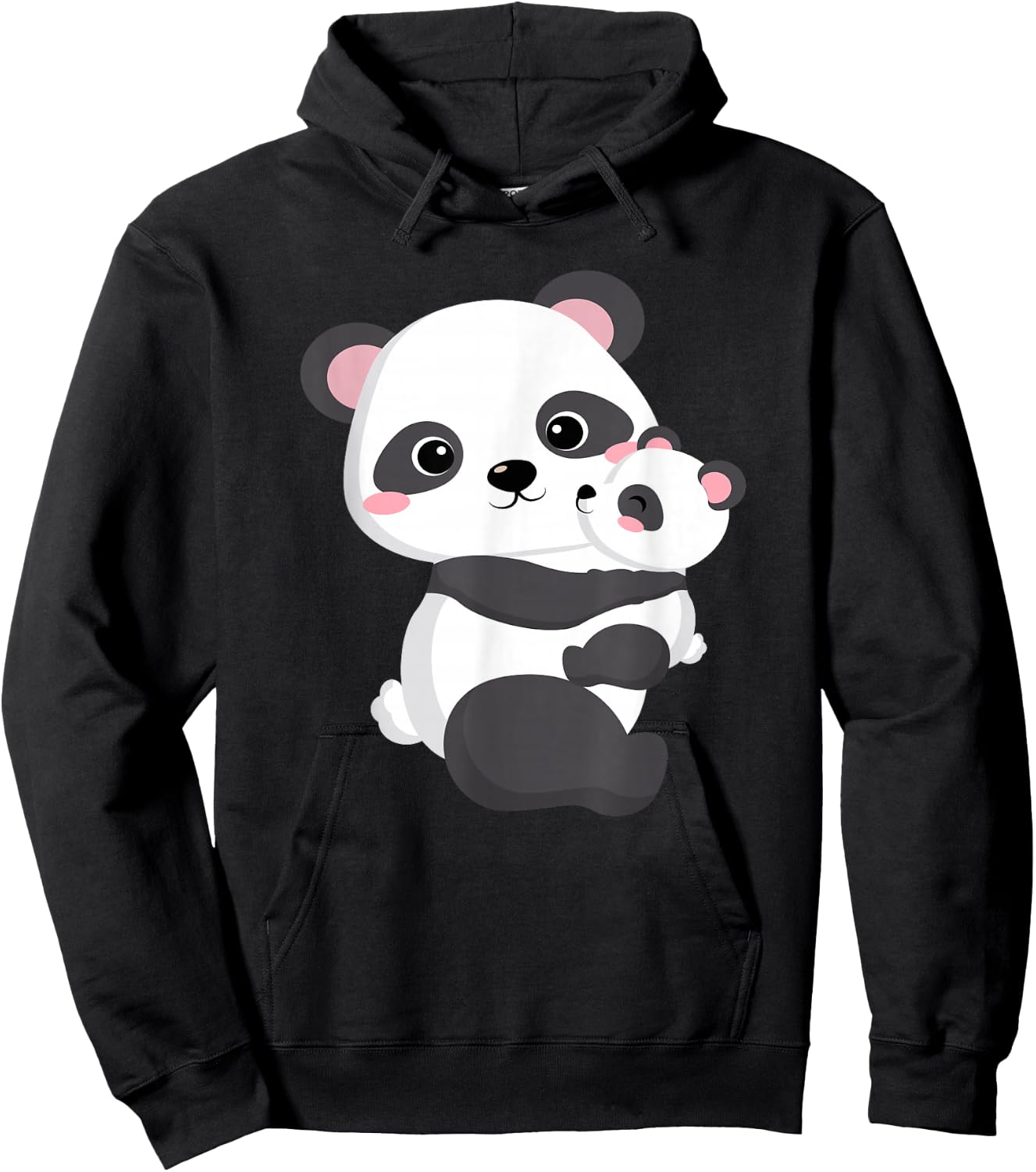 Mommy Panda with Baby, Mum Panda with Baby, Baby Shower Hoodie - Hoodie | Black