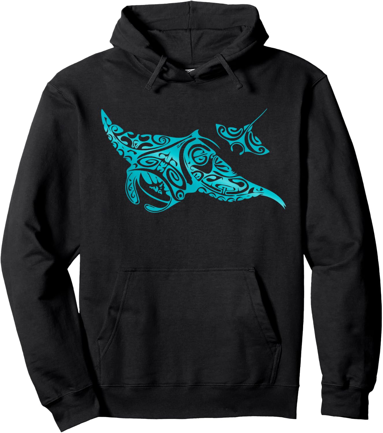 Hawaii Tribal Manta Ray Hawaiian Shirt Shark Lover Hoodie - Hoodie | Black