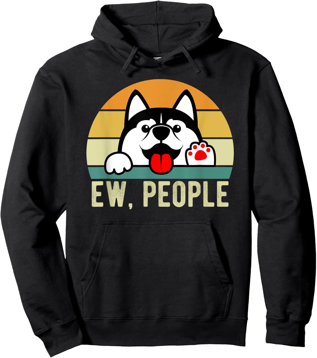 Ew People Dog Retro Vintage Anti Social Introvert Women Kids Hoodie - Hoodie | Black