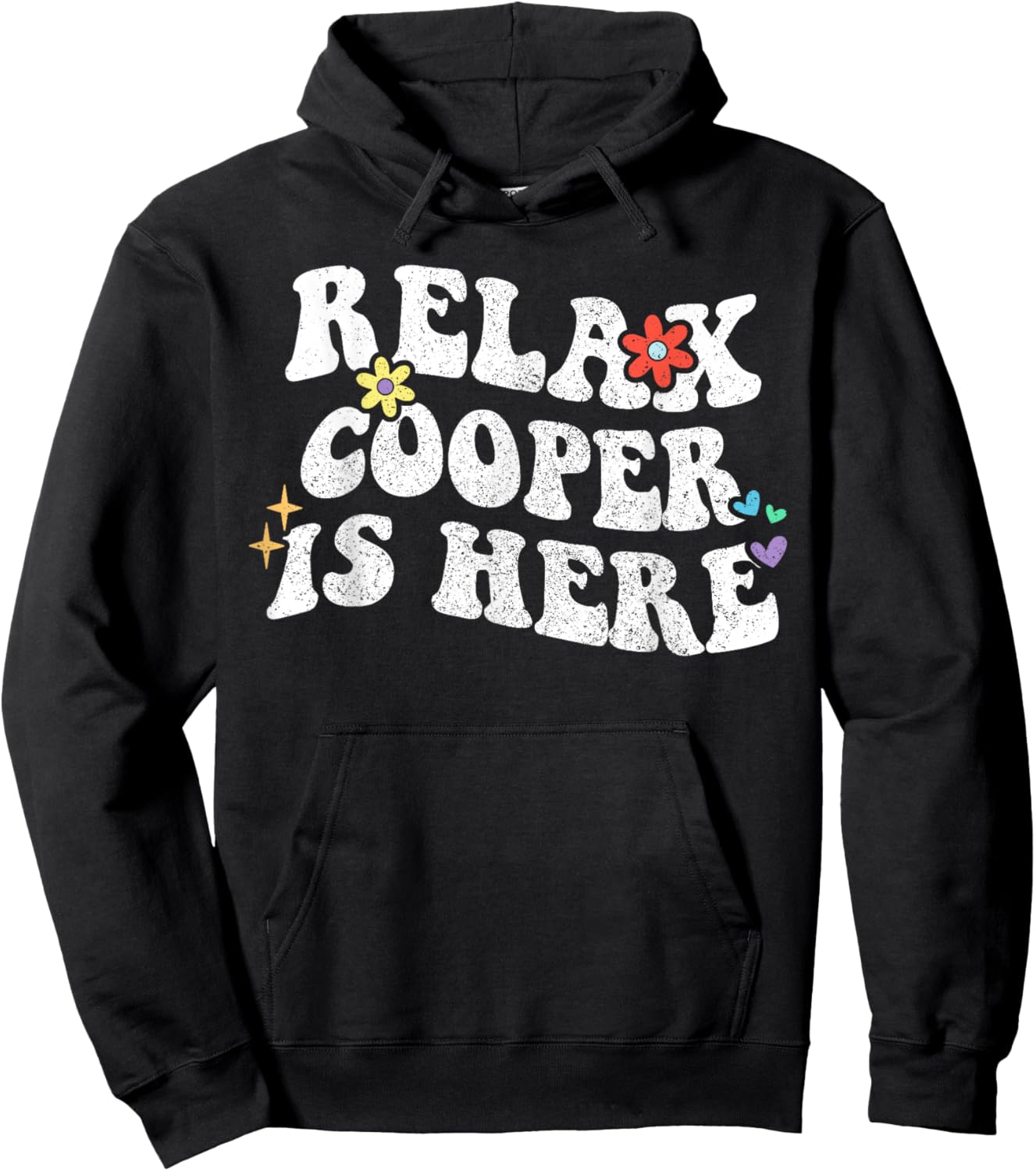Personalized First Name outfit Retro Groovy Relax COOPER Is Here Funny Mother's Day Name Hoodie - Hoodie | Black