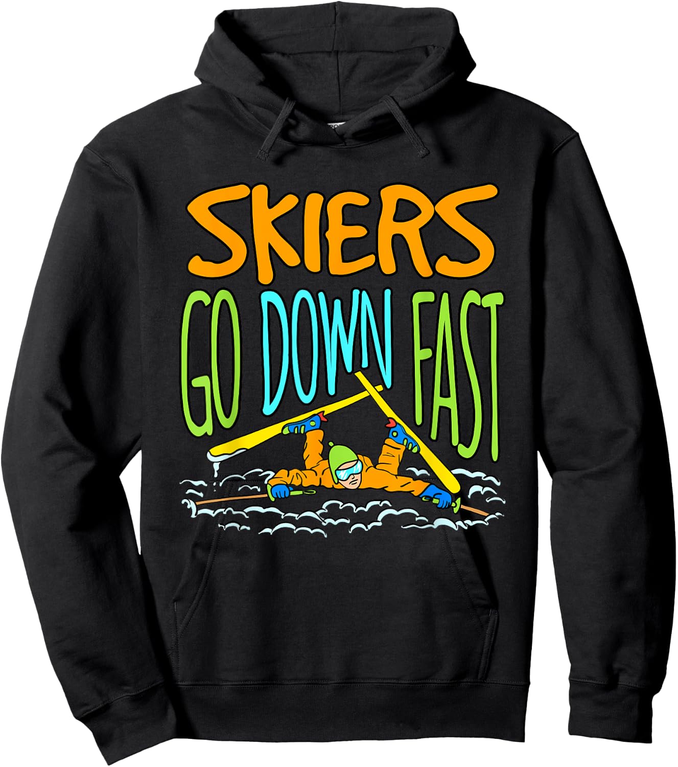 Funny Skiing Accident Down Hill Skier Pun Saying Ski Gift Hoodie - Hoodie | Black