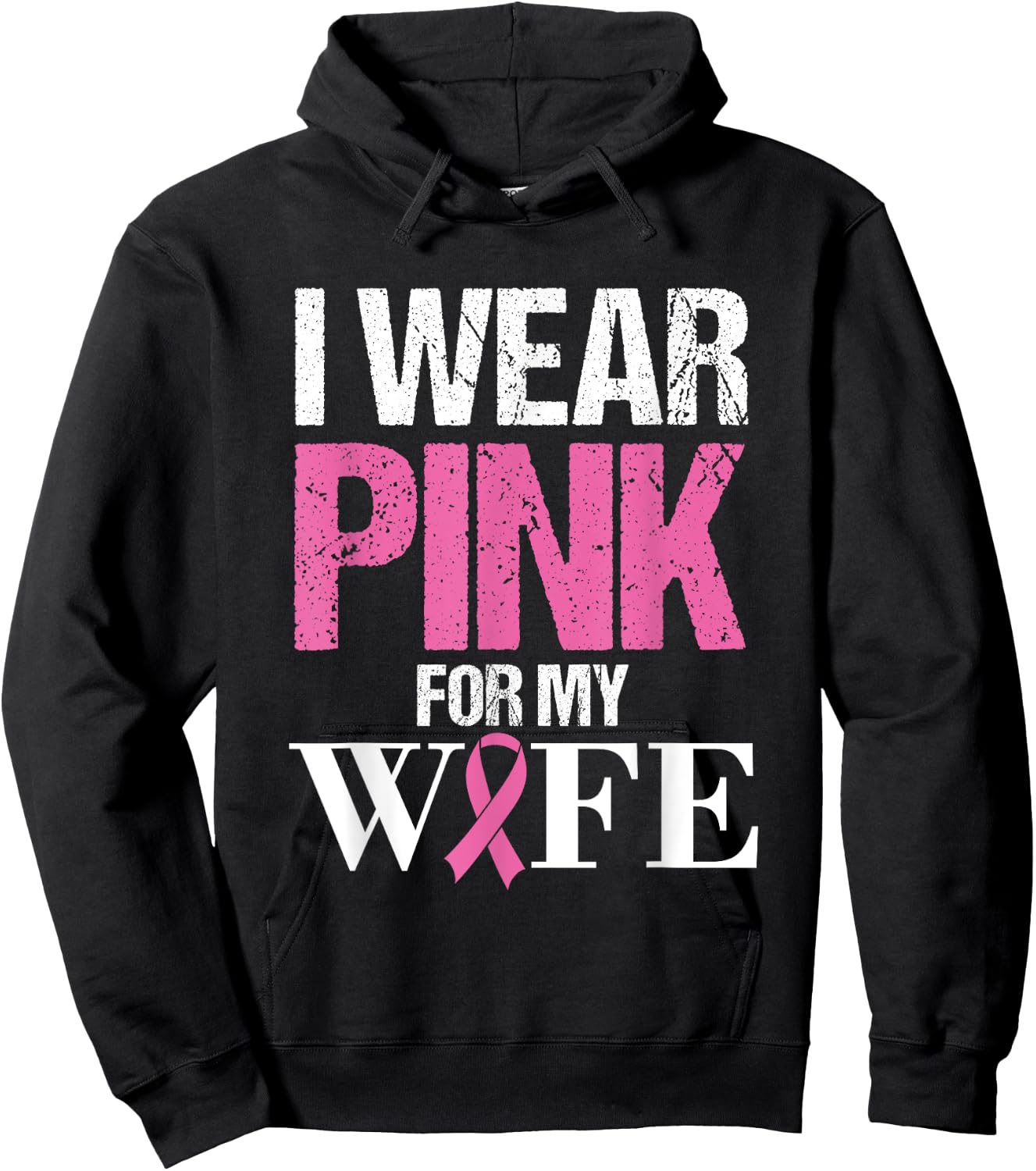 Husband Breast Cancer Prevention Month I Wear Pink for Wife Hoodie - Hoodie | Black