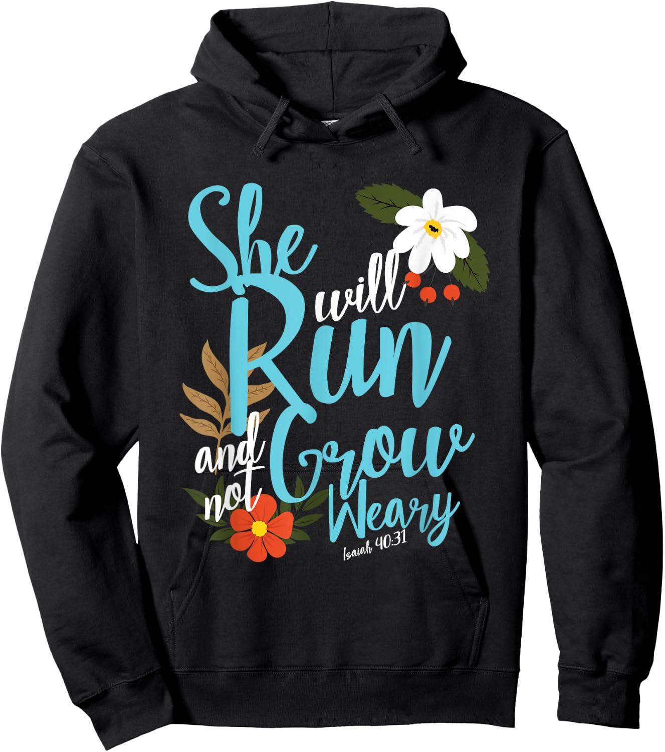 Religious Women Girls That They Run Verse Isaiah 40:31 Hoodie - Hoodie | Black