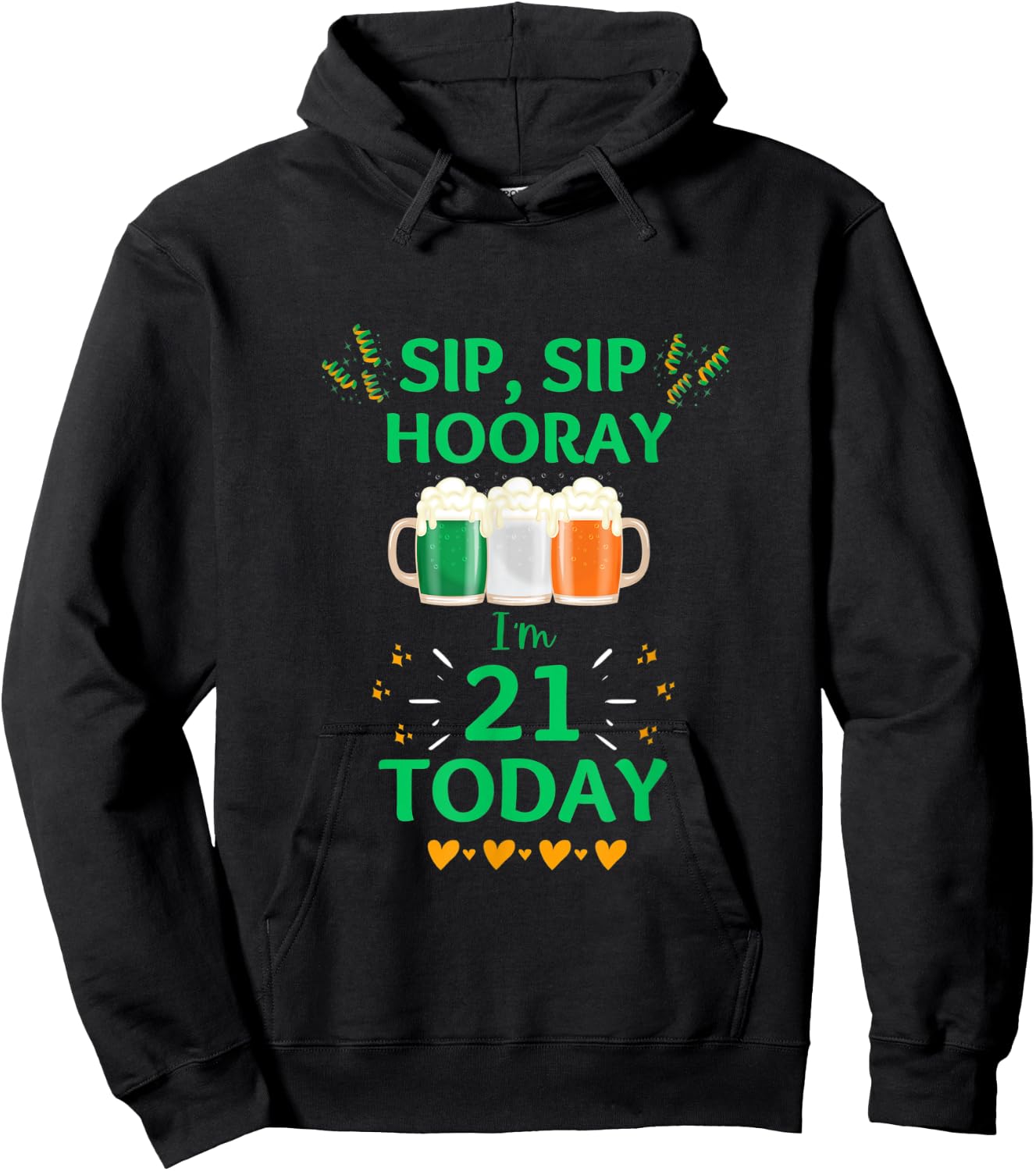 March 17th St. Patrick's Day 21st Birthday I'm 21 Irish Flag Hoodie - Hoodie | Black