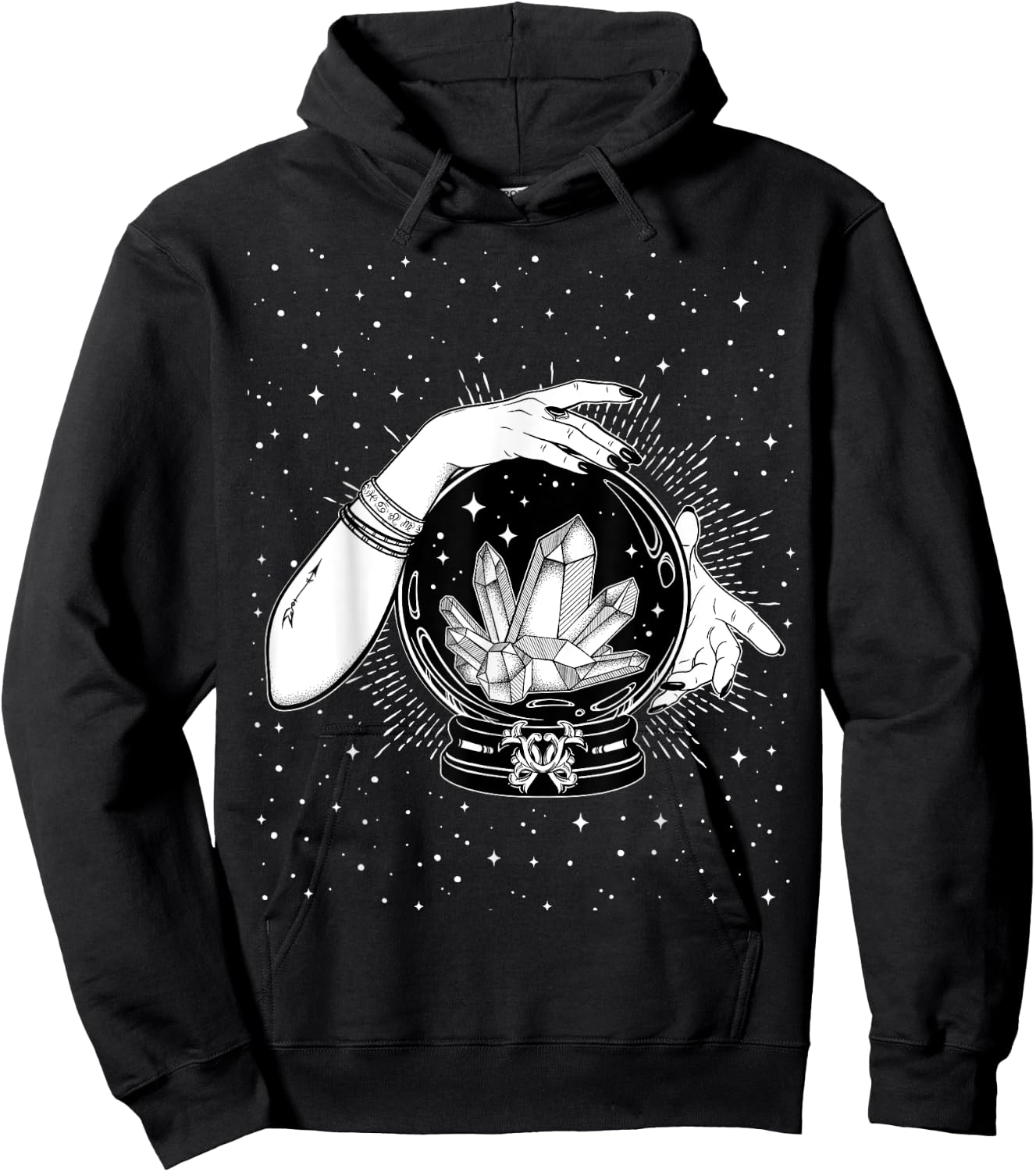 Vintage Witchy Mystic Crystal Ball Fortune Teller Crystals Hoodie - Hoodie | Black
