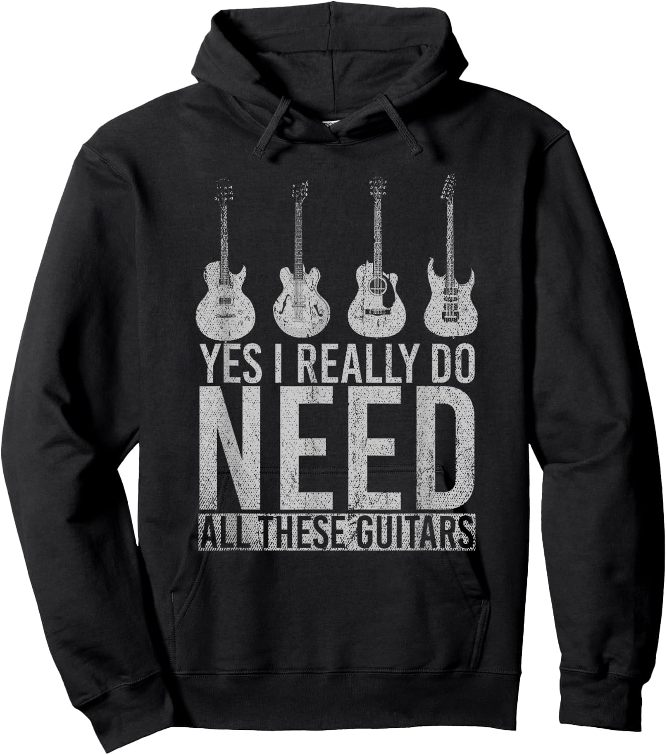 Funny Musician Gift Yes I Really Do Need All These Guitars Hoodie - Hoodie | Black