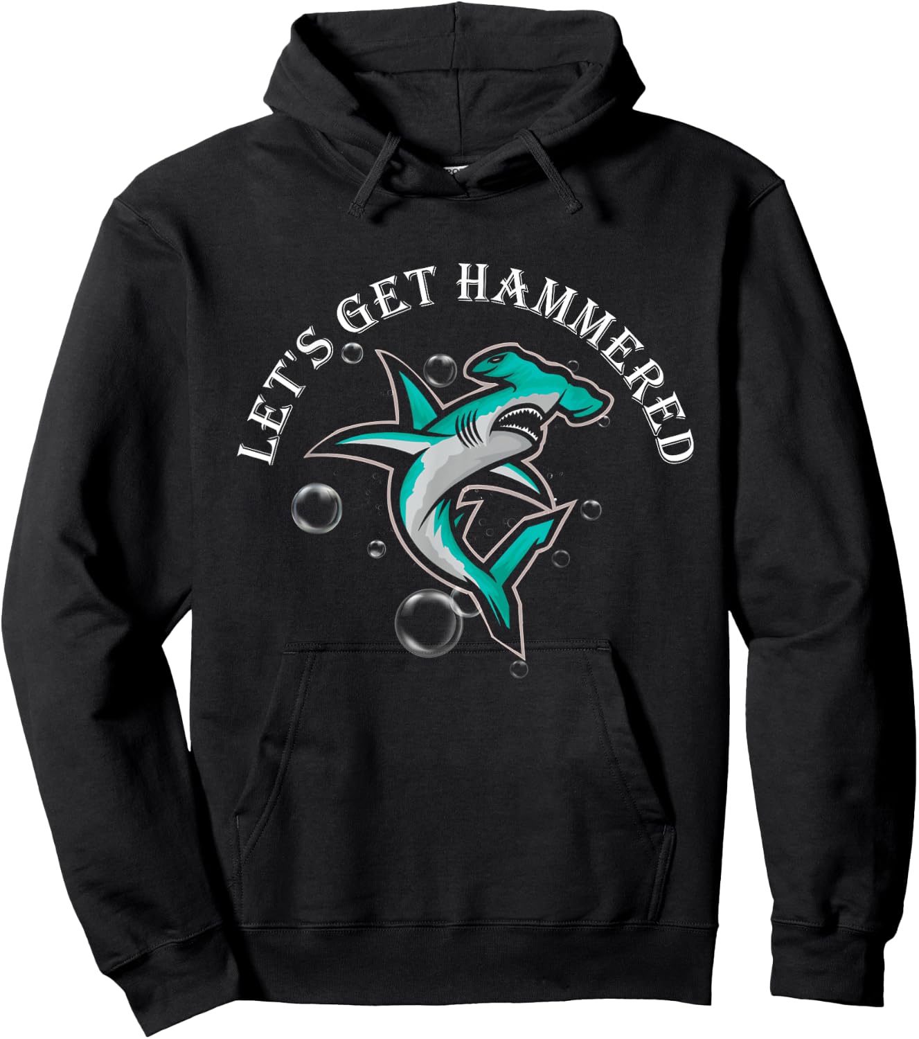 Let Is Get Hammered Funny Hammerhead Shark Hoodie - Hoodie | Black