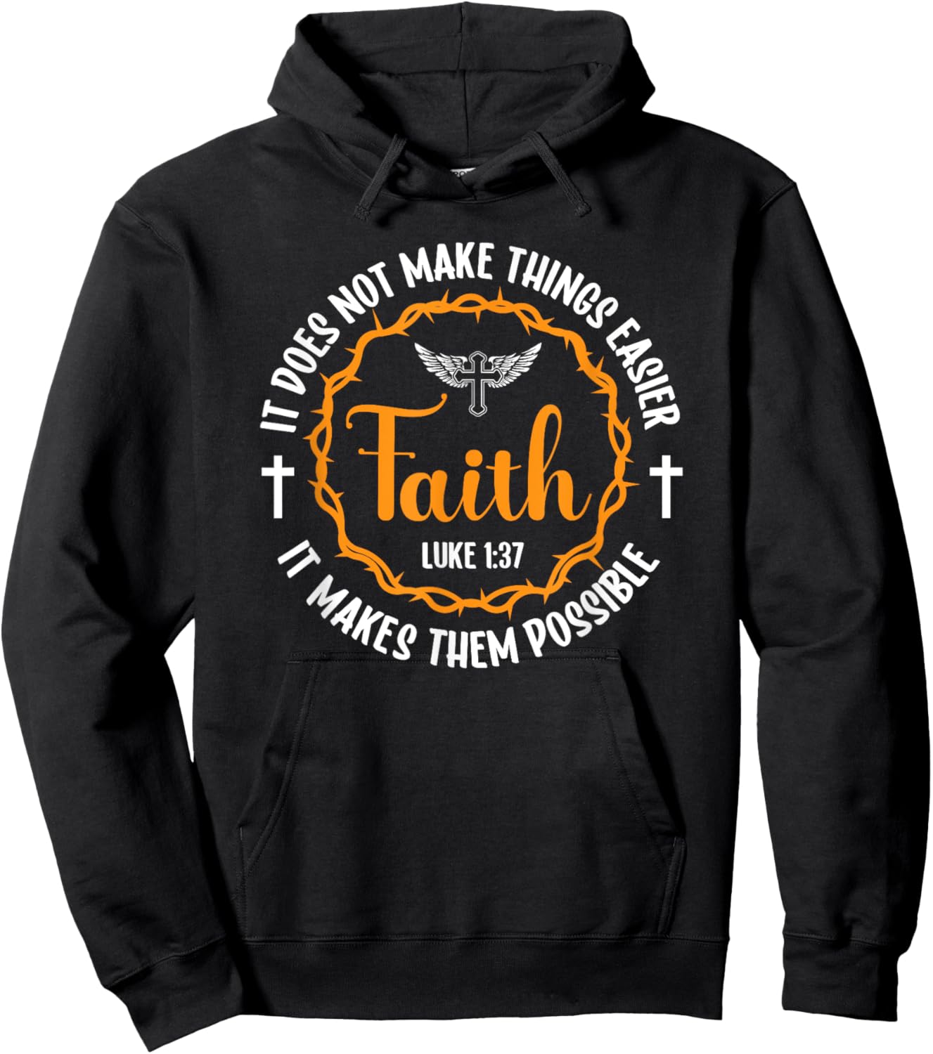 Faith Luke 1:37 Religion Christ Bible Hoodie - Hoodie | Black