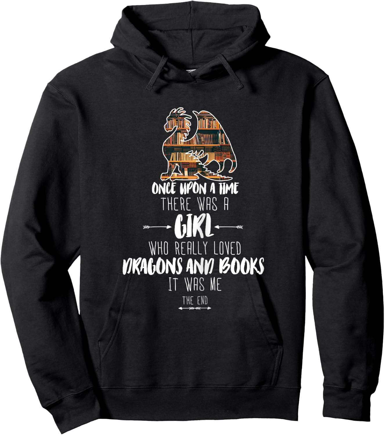 Once upon a time girl who loved dragons and books Dragon Hoodie - Hoodie | Black