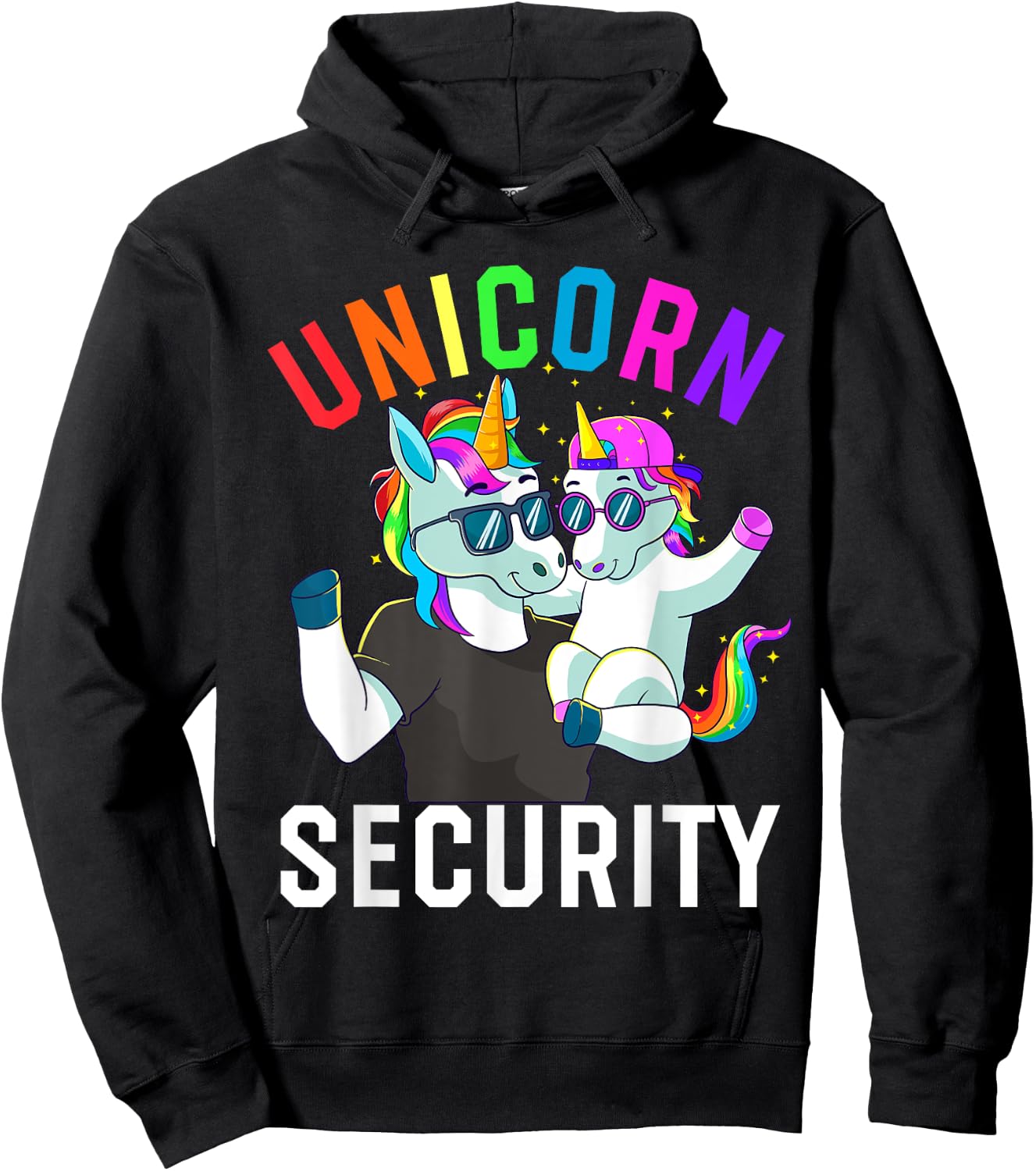 Unicorn Security Boy Brother Baby Sister Dad Family Birthday Hoodie - Hoodie | Black