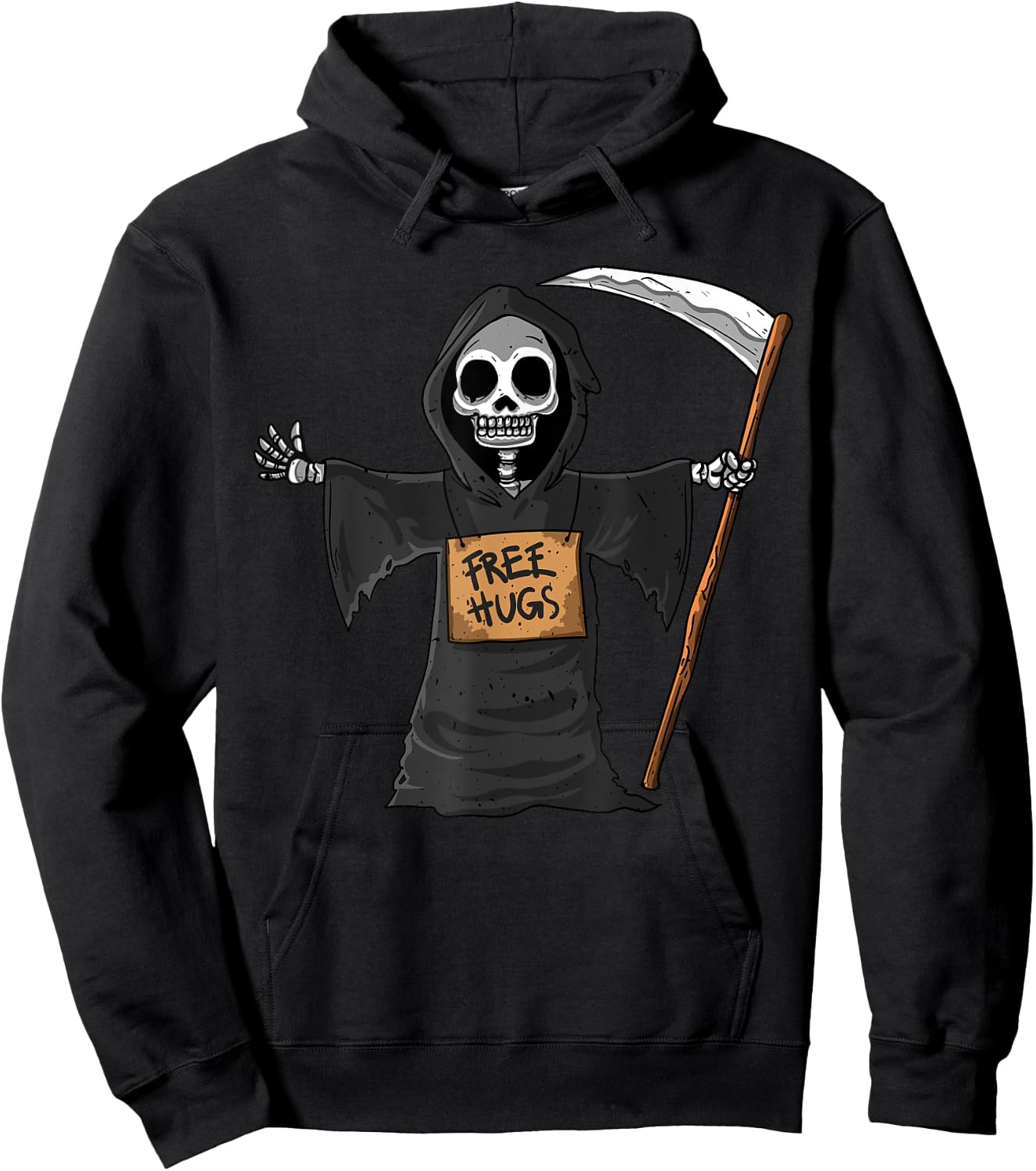 Free Hugs Grim Reaper Halloween Party Cosplay Lazy Costume Hoodie - Hoodie | Black