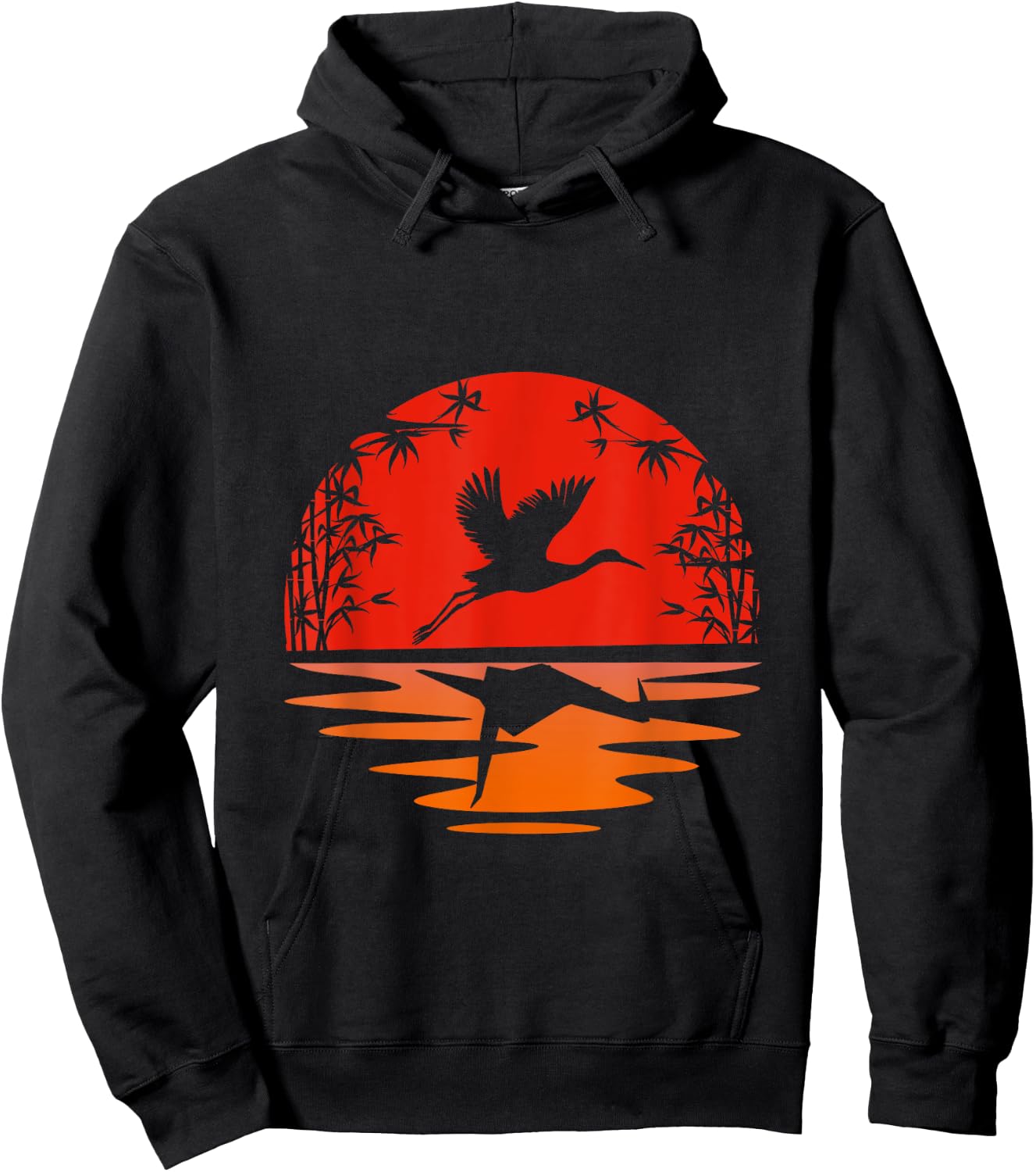 Kranich Mountain Japanese Mountains Natural Stork Bird Origami Hoodie - Hoodie | Black