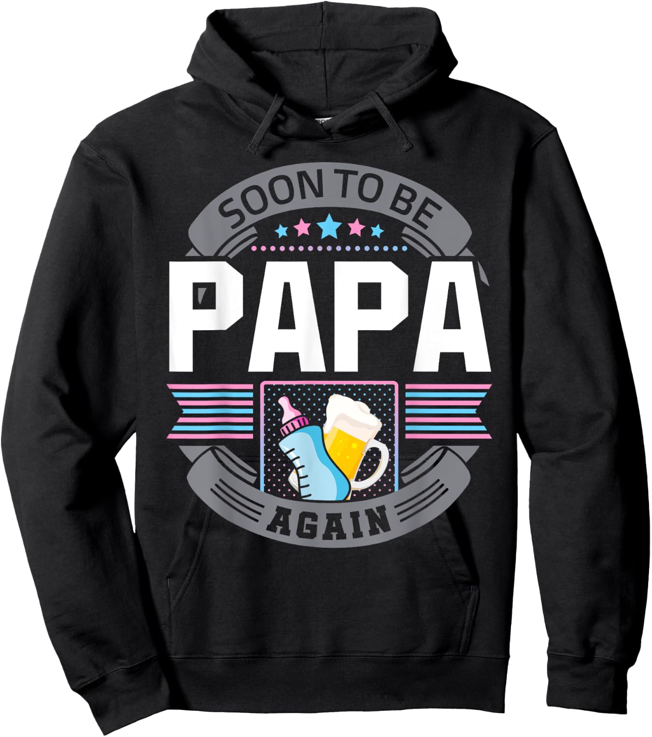 Papa Again Second Time Grandpa Funny Beer Drinking Lover Hoodie - Hoodie | Black