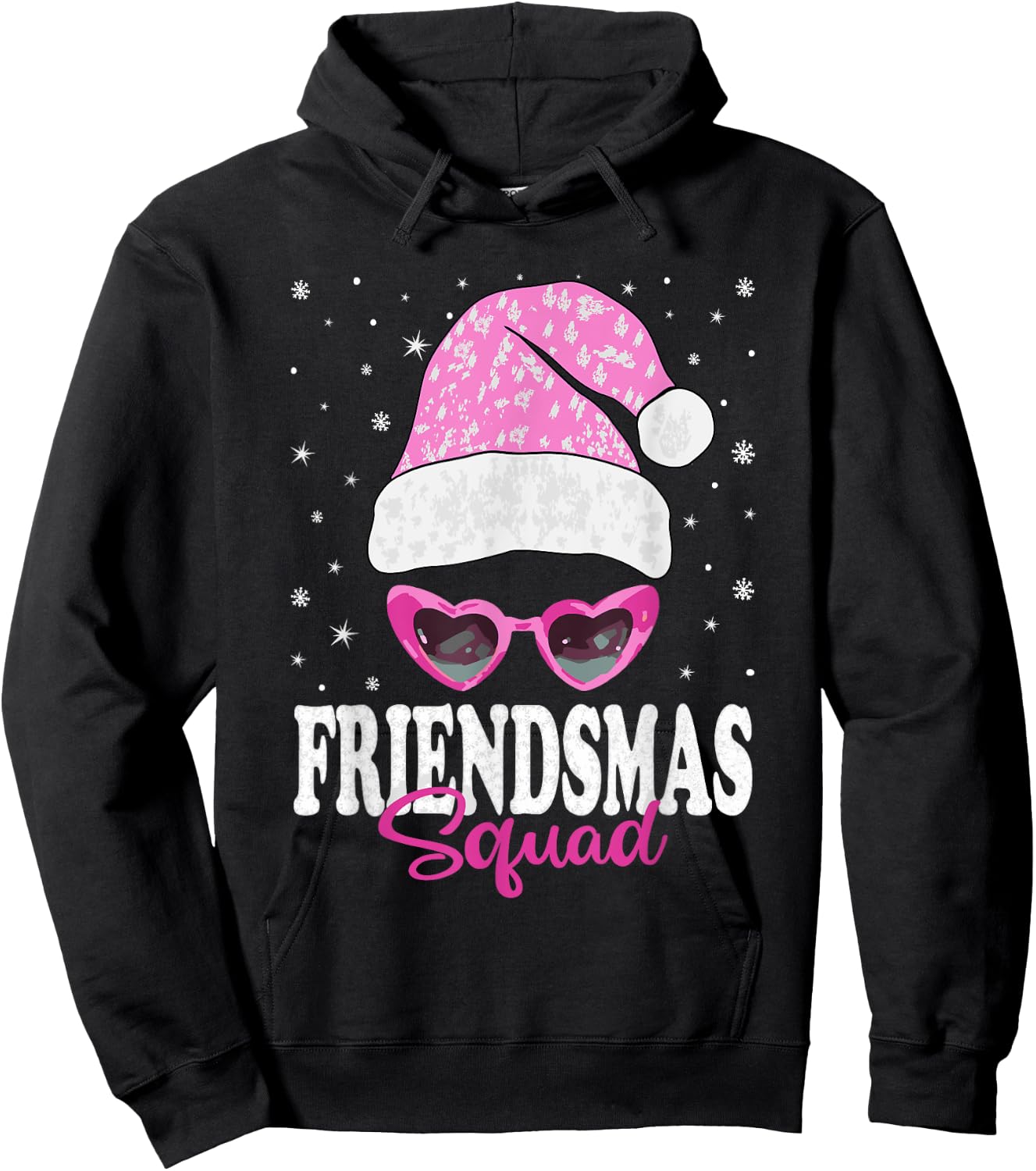 Friendsmas Squad Christmas Santa Hat Matching Besties Hoodie - Hoodie | Black