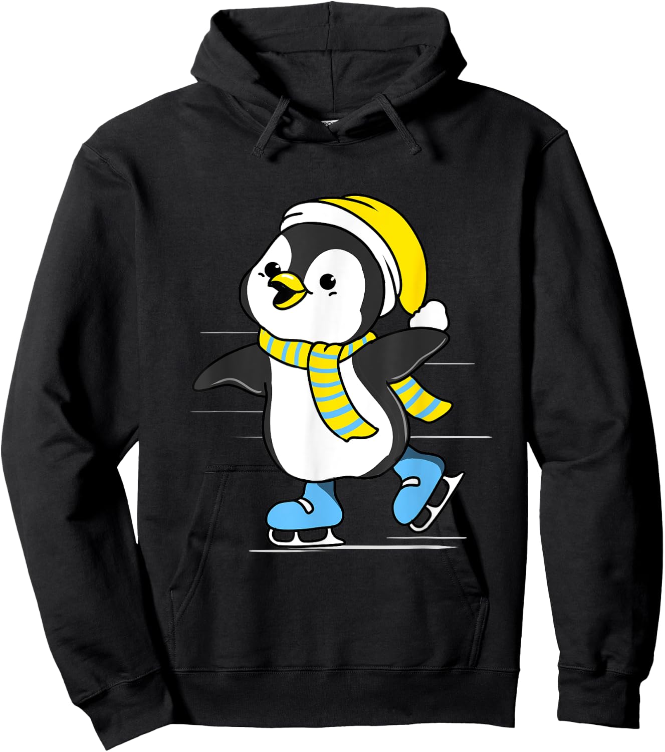 Penguin Ice Skating Hoodie - Hoodie | Black